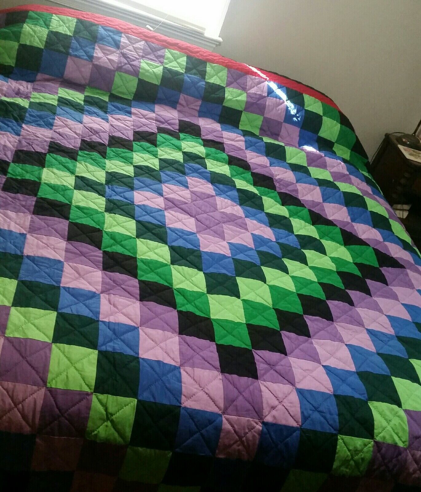 New Amish King Bed Quilt 115\