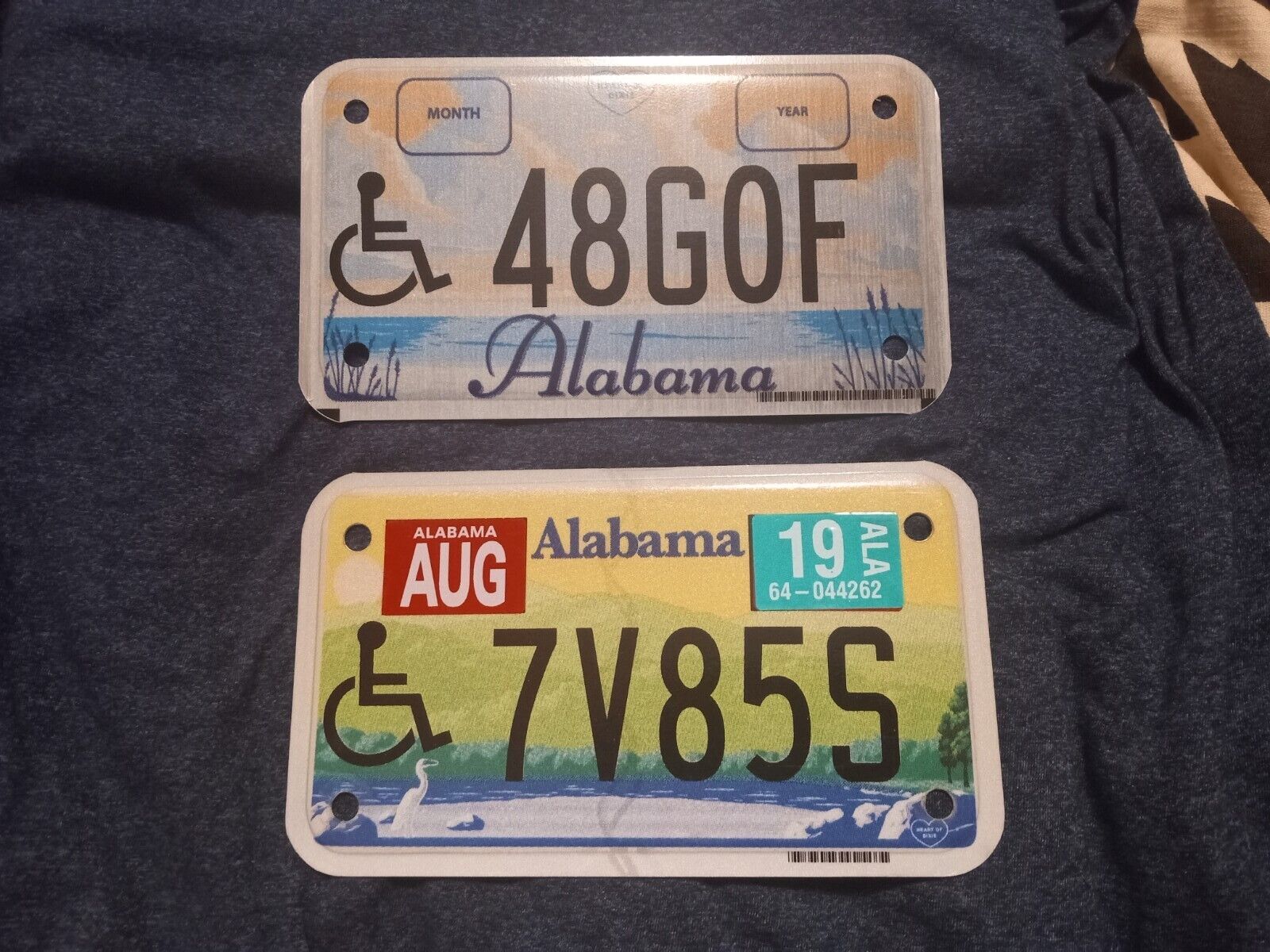 2014 2019 Alabama Handicapped Motorcycle License Plate Tag Lot (2)
