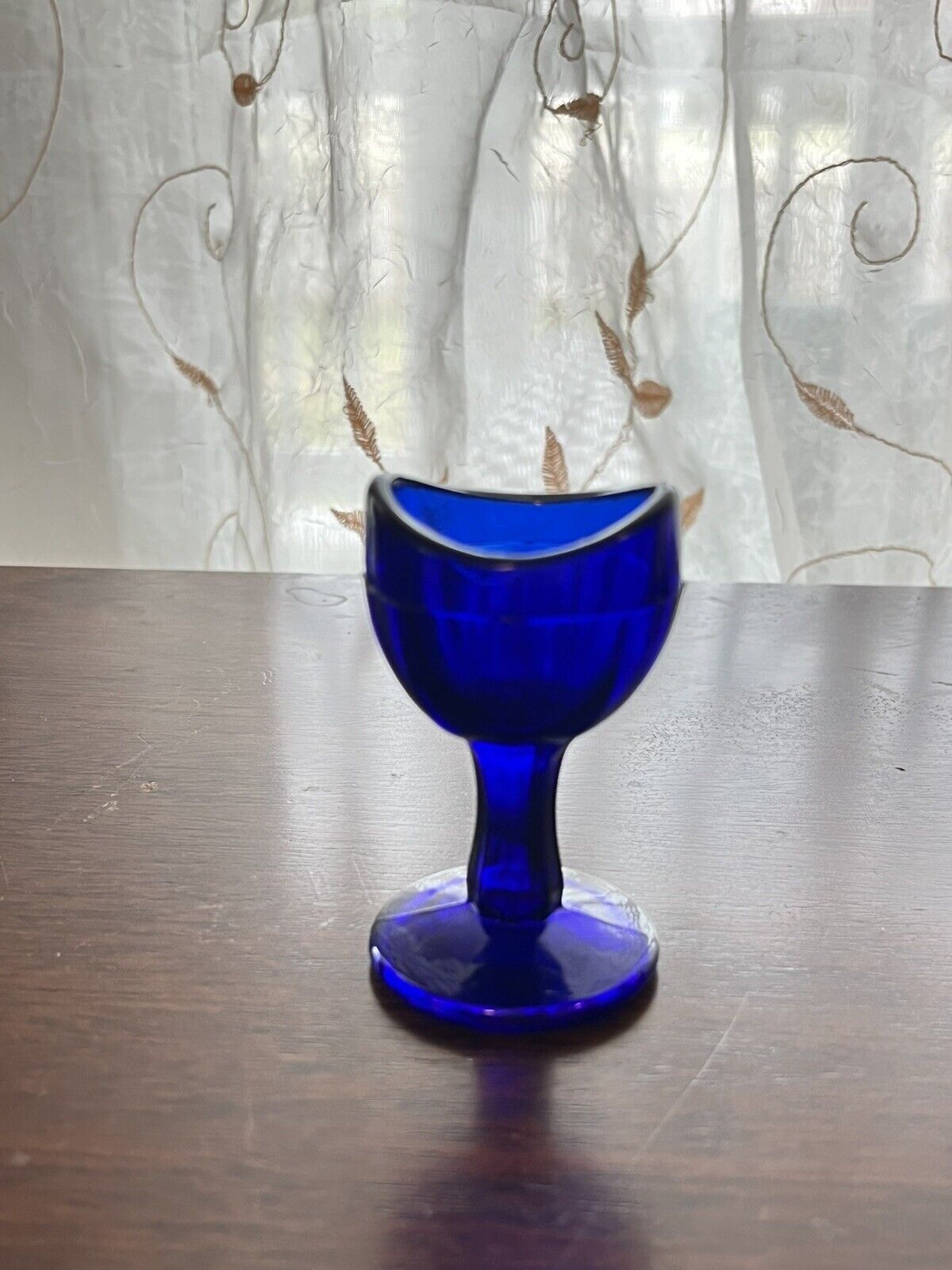Antique Cobalt Blue Glass Eye Cup Eye Wash Optical Paneled Design