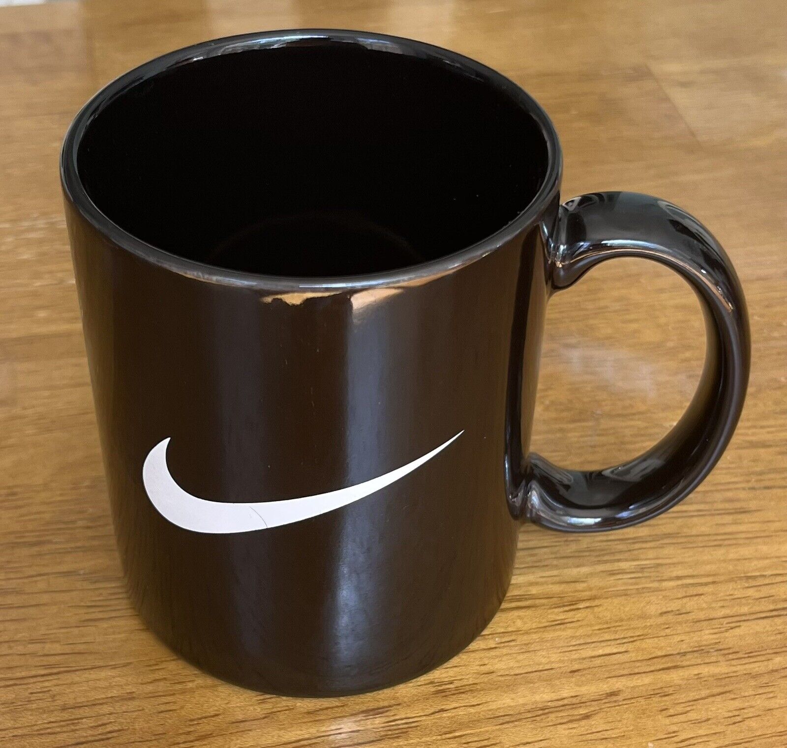 Nike Black Swoosh Logo Ceramic Coffee Mug / Tea Cup Vintage 1990s Thailand RARE