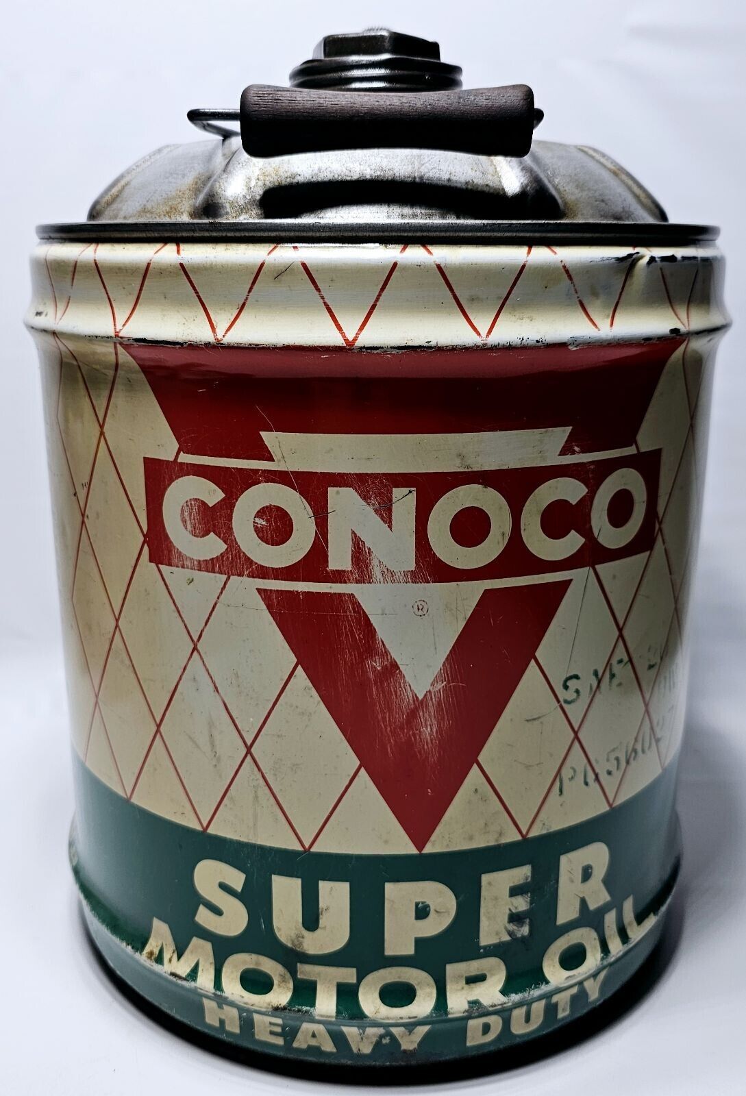Vintage CONOCO SUPER Heavy Duty Motor Oil 5 Gallon Can EMPTY Made In USA