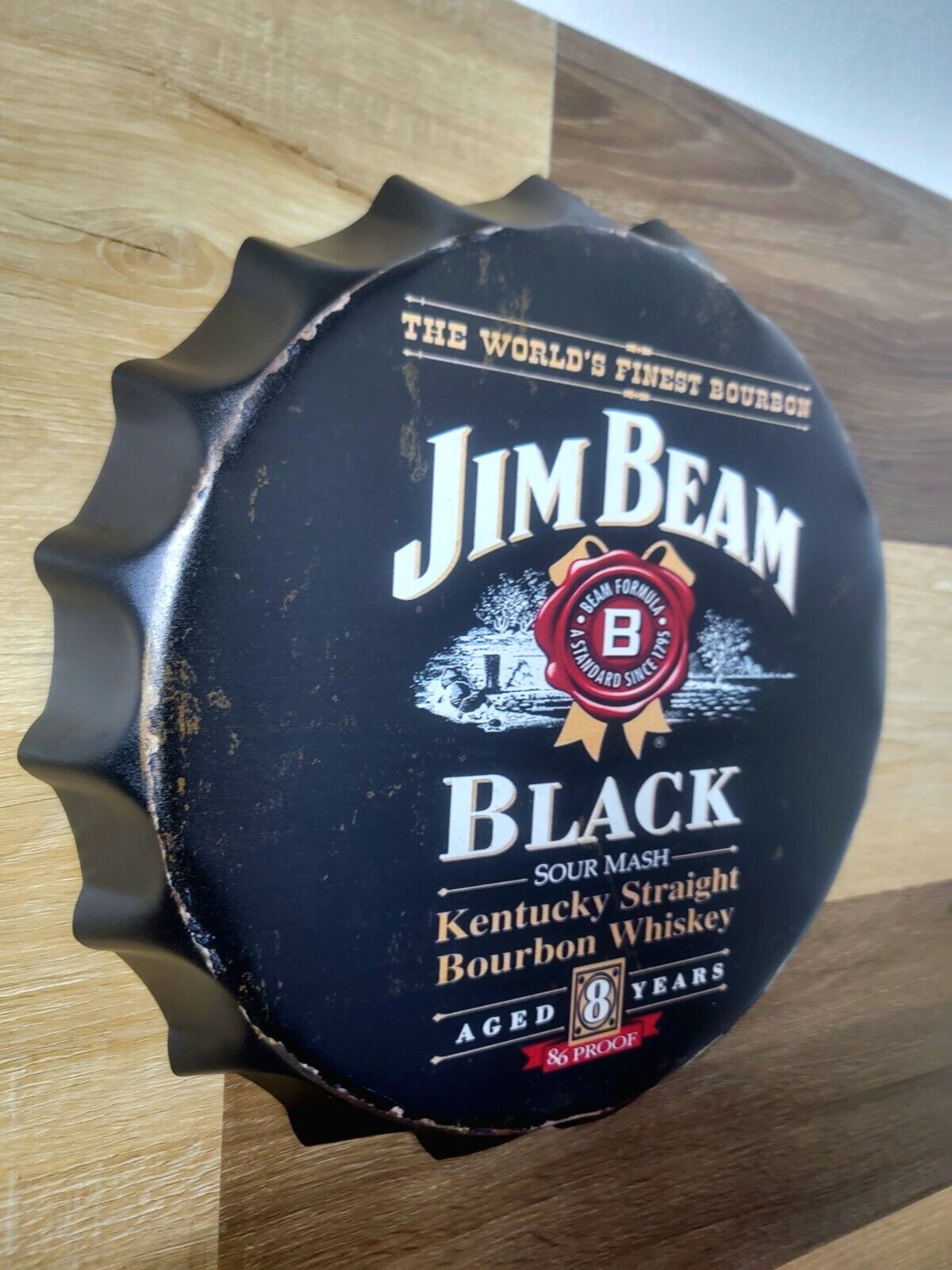 Jim Beam Round Metal  Sign  Kentucky Bourbon Whiskey, Bar Garage Man Cave New