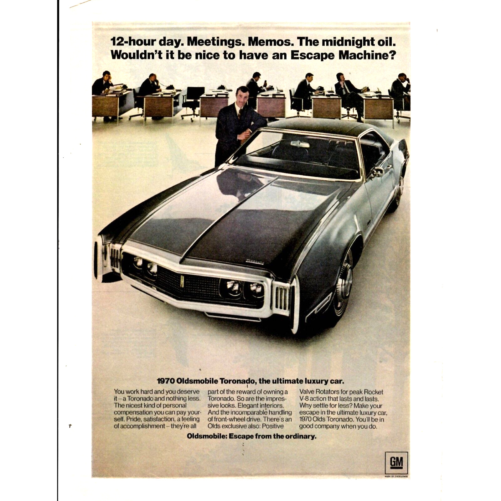 1970 Oldsmobile Tornonado VTG Advertising Print Ad Escape Machine General Motors