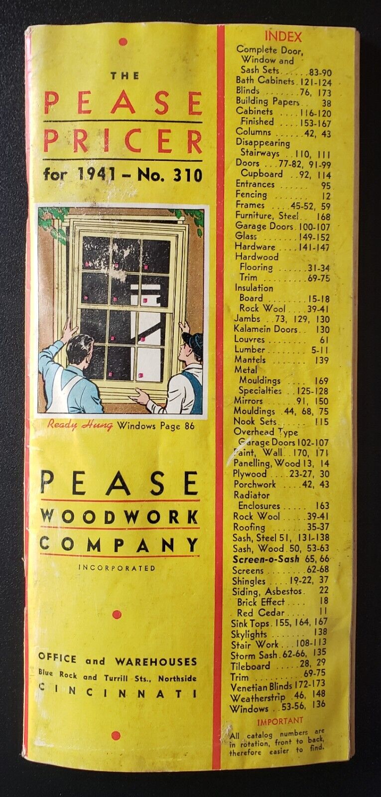 1941 Pease Woodwork Company Catalog. THE PEASE PRICER