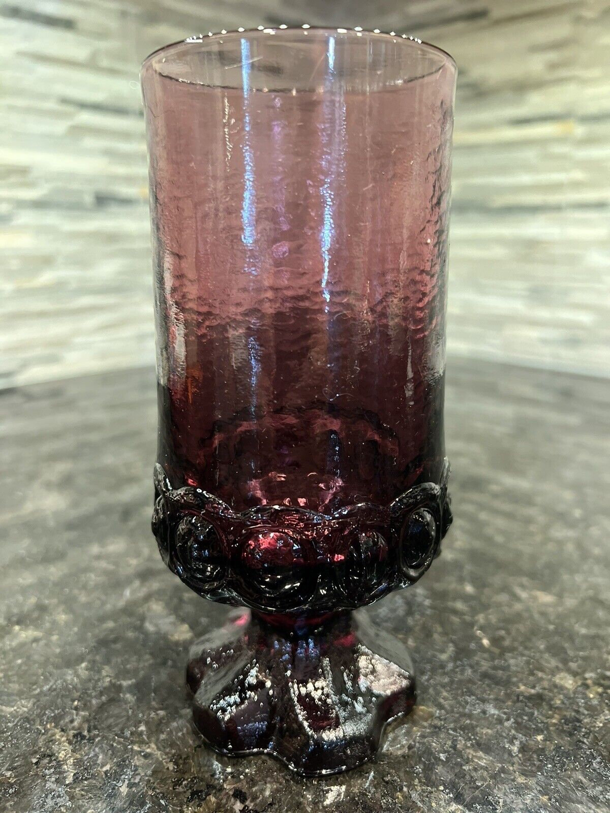 Franciscan Tiffin Glass Madeira Purple Amethyst Water Goblet 6 5/8” Mid Century