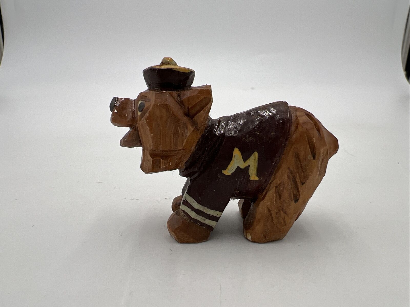 Vintage, Anri 1950's Wooden University of Montana Grizzly Mascot Rare 2.5”