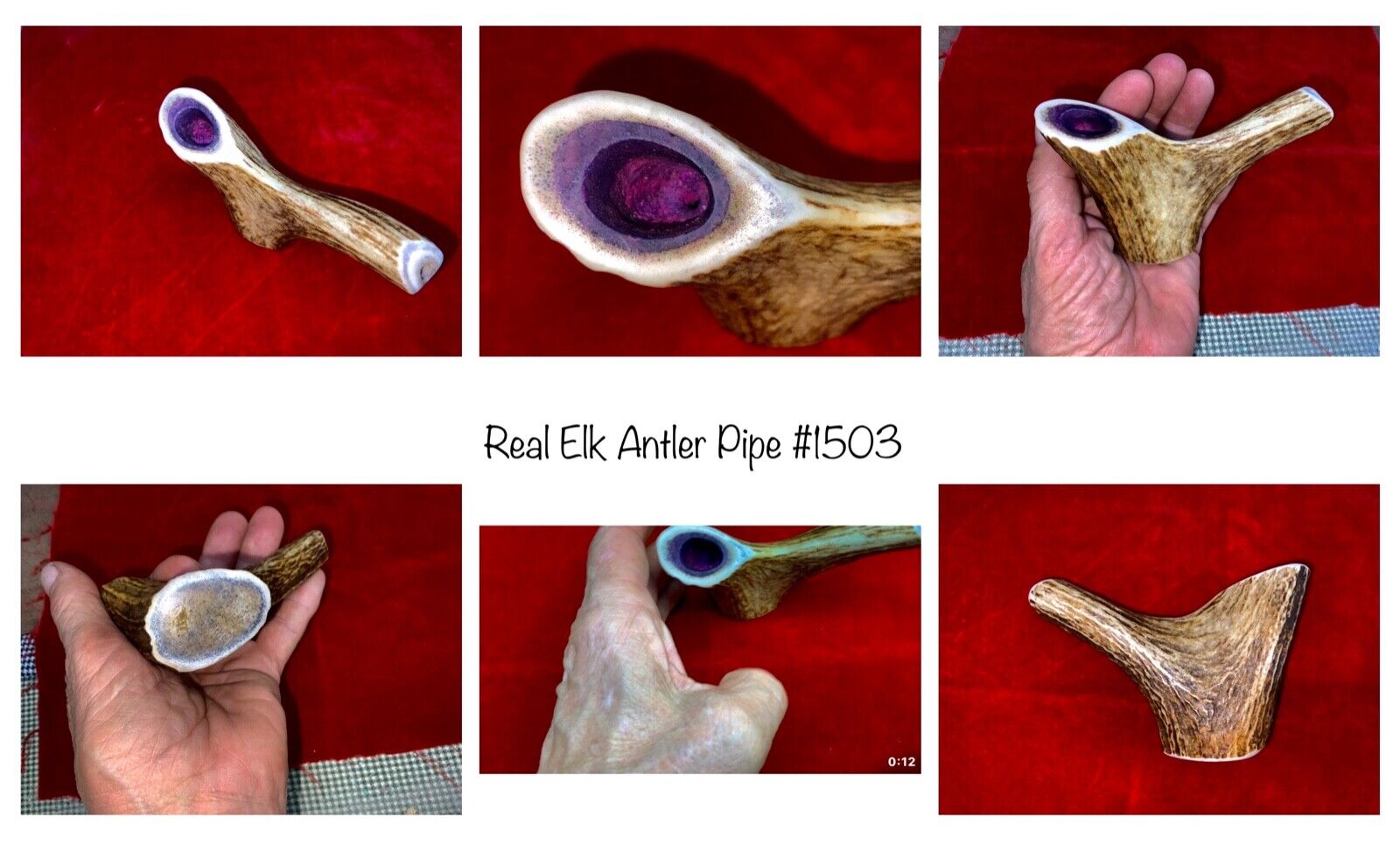 #1503 Real Elk Antler smoking pipe 