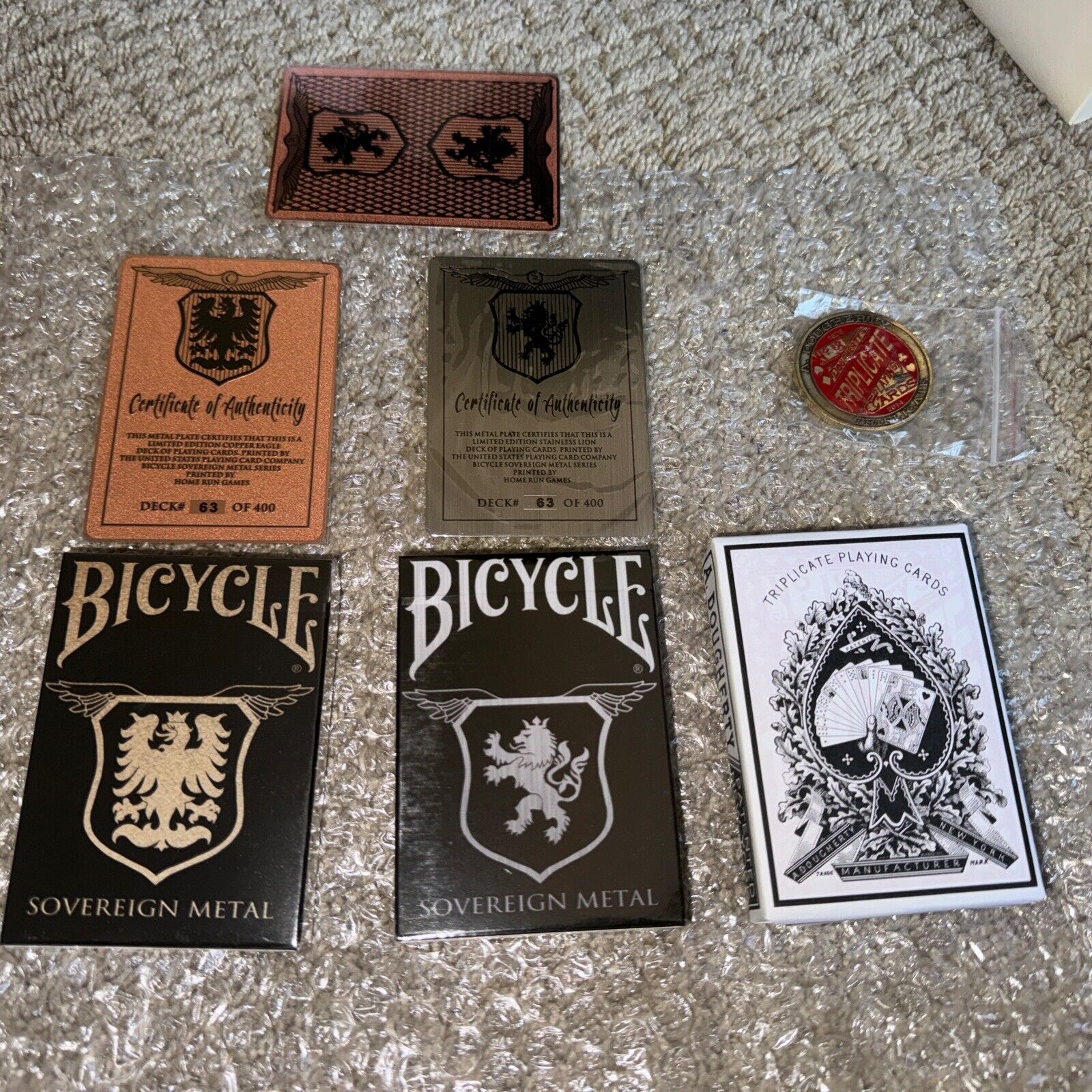 Bicycle Sovereign Metal Playing Cards 2 Deck W/ Bonus Metal Card Triplicate Deck