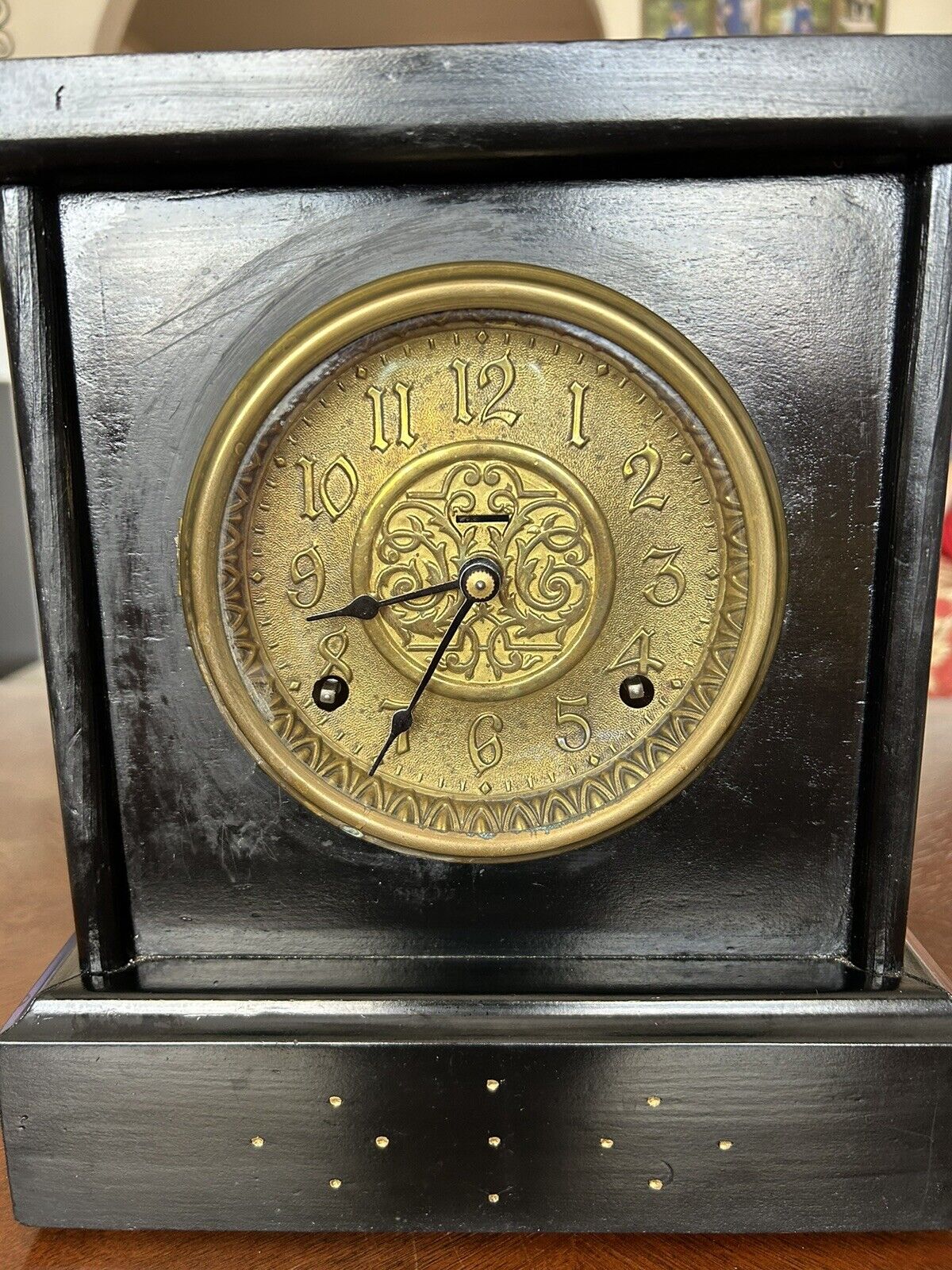 Antique E. Ingraham Mantle Clock VTG WORKS GREAT Gold Face Video Shows Working