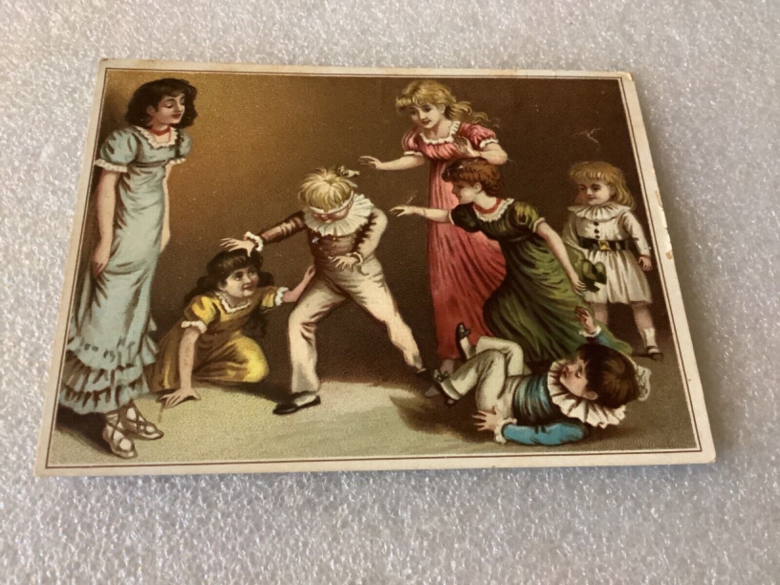 6 VICTORIAN CHILDREN PLAYING A GAME CARD