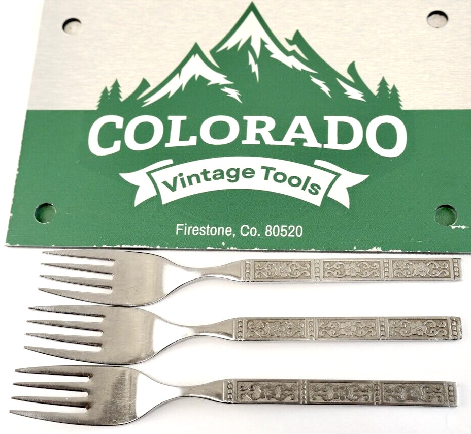 (3) Oneida Community SS Silverware Salad Forks / Mid Century Modern / CV Tools