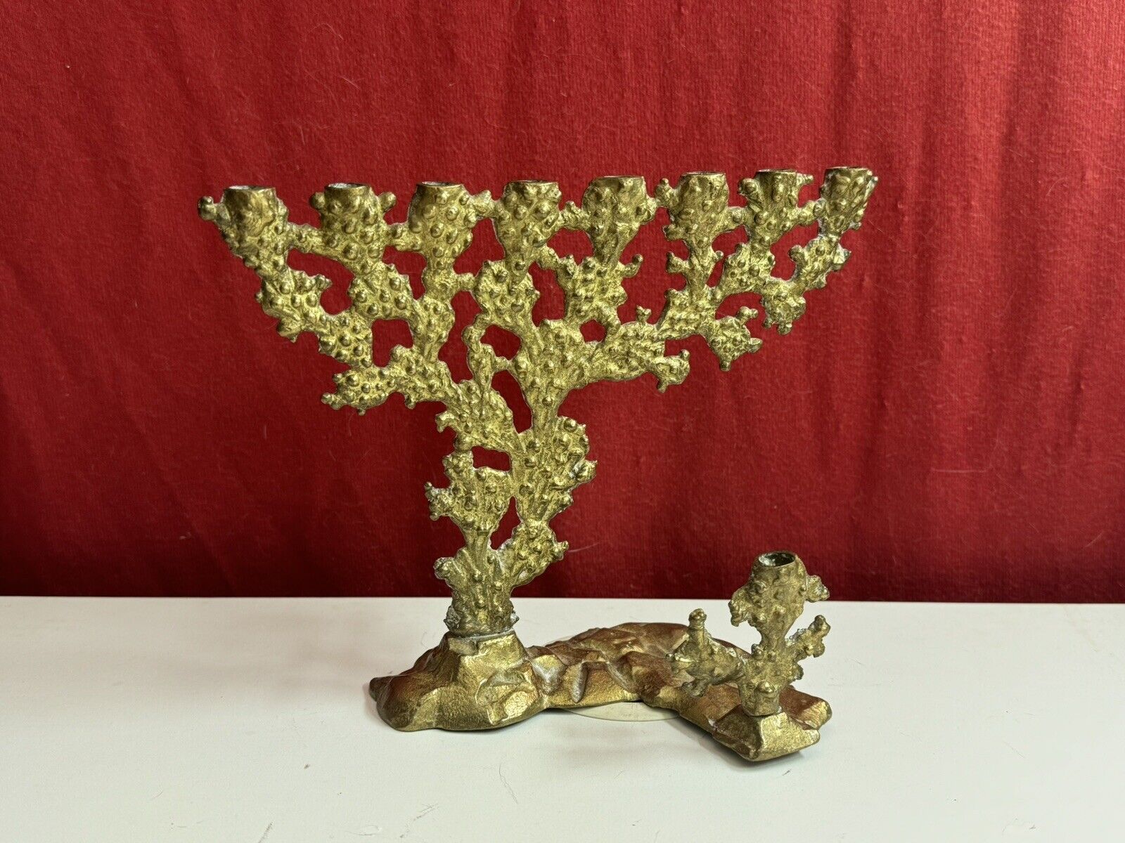 Vintage Beautiful And Unique Brass Menorah Made In Israel 60’