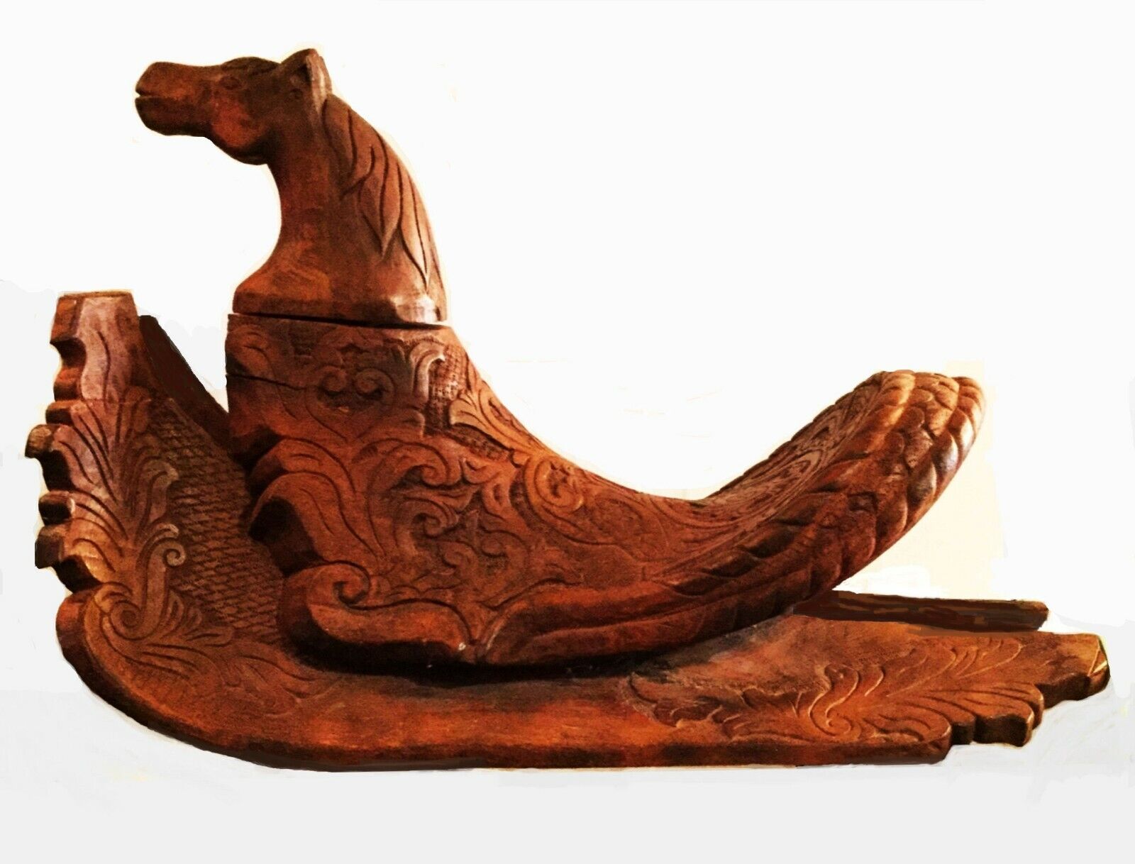 Antique East Asian Saddle. Hand carved wood. Juvenile or for Mongolian horses.