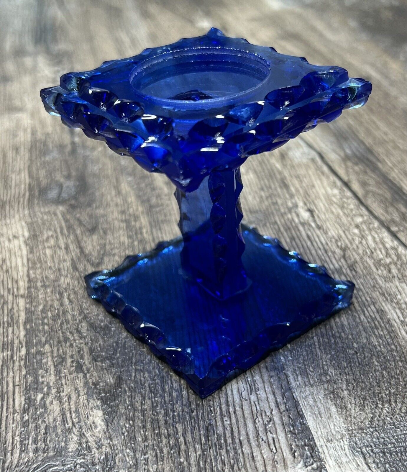 Small Cobalt Blue Art Glass Votive Candle Holder