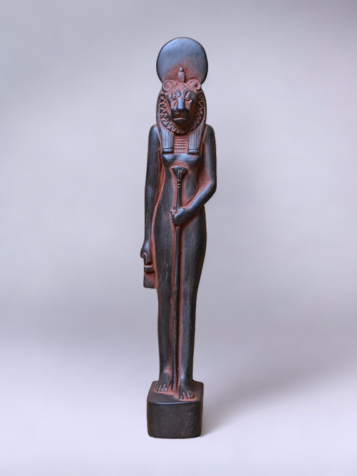 Statue of Egyptian goddess Sekhmet seated, lady of war made in Egypt