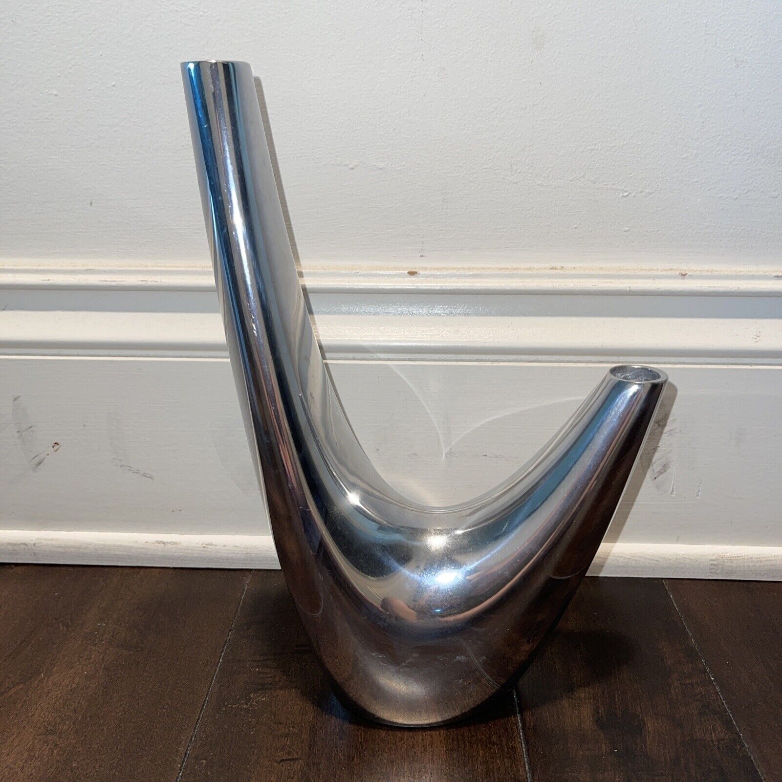 Nambe’ MCM  vintage Morphik polished aluminum Karim Rashid Stand Candle Holder