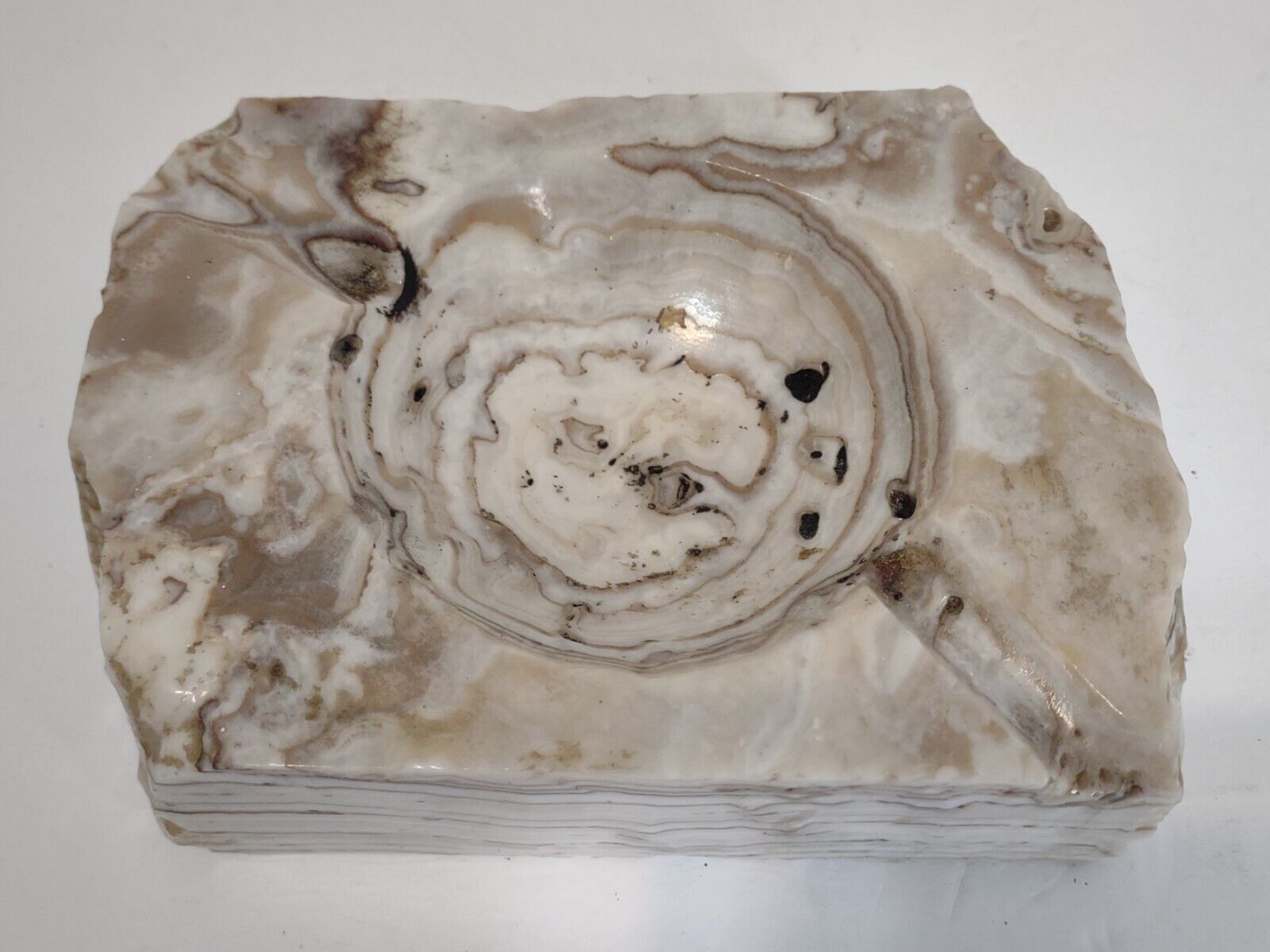 Vintage Stone Marble Onyx Granite Ashtray Mid-Century Modern Retro 3lbs❗
