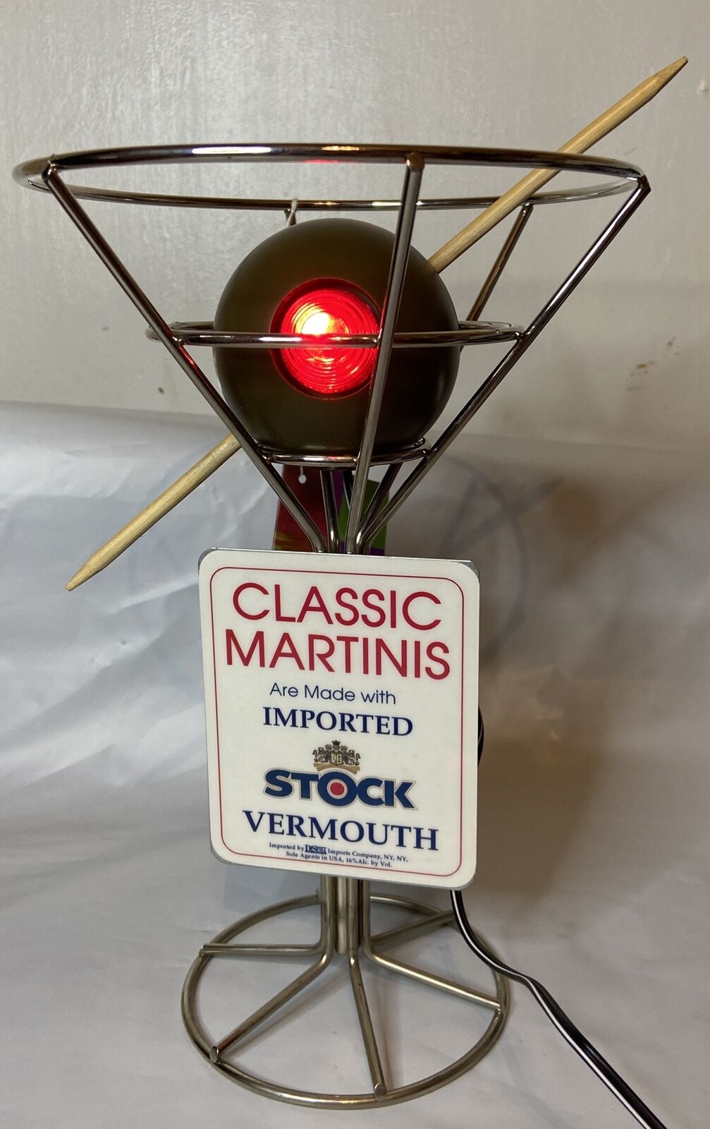 1993 David Krys Martini Lamp 10” New - RARE Advertisement Stock Vermouth (180)