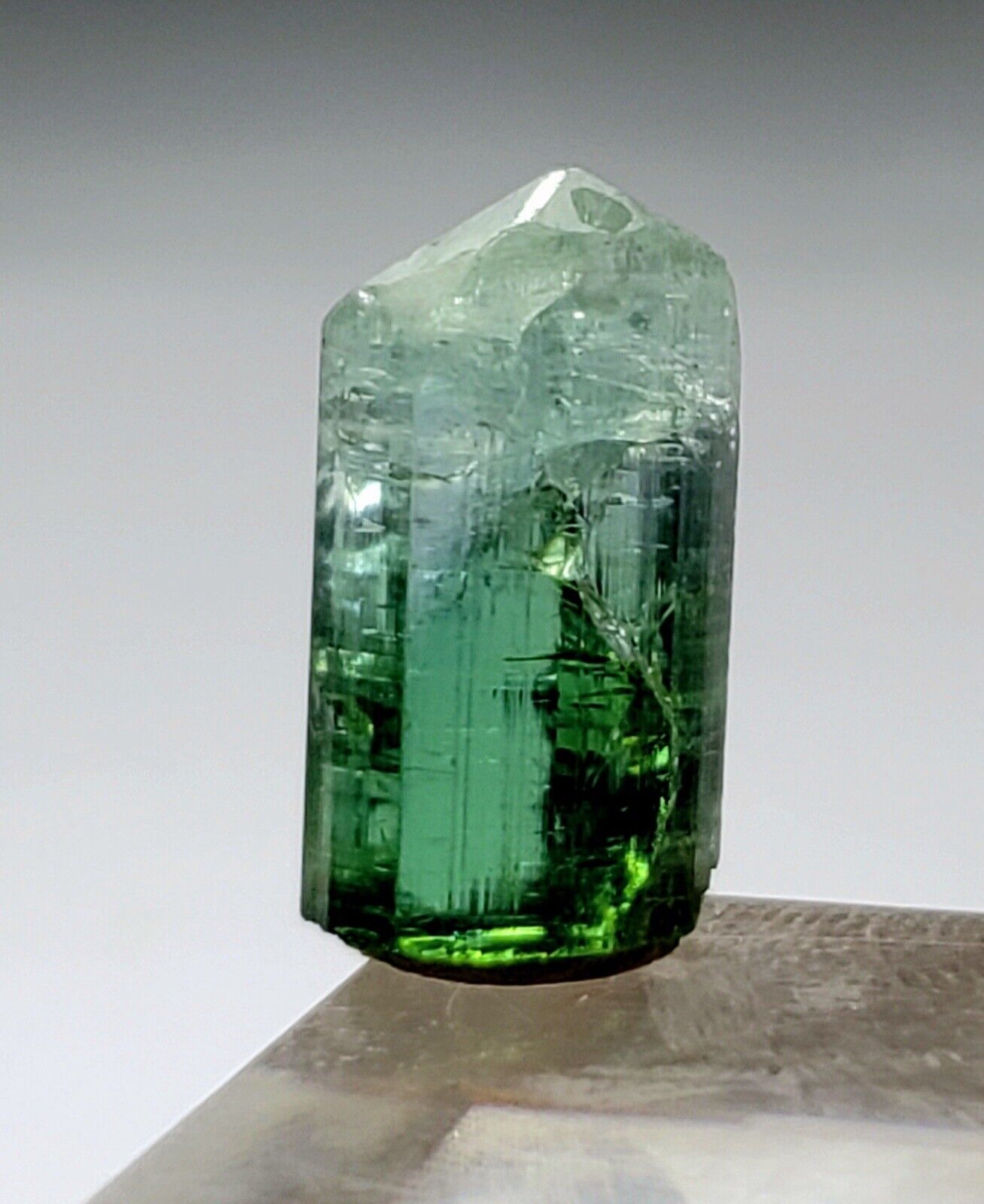 Terminated Apple Green Tourmaline Crystal From Afghanistan.