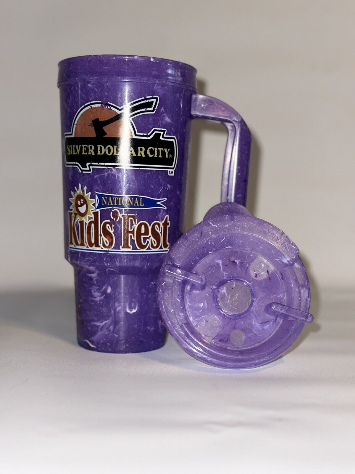Silver Dollar City Refillable Mug Grandfathered 2003 Cup Mug Purple Kids Fest