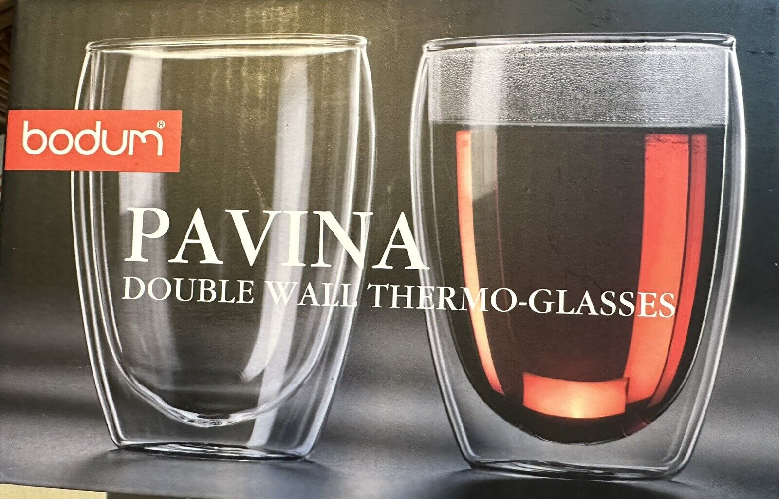 Set of 2 Bodum Pavina Double Wall Thermo Glasses 12 Oz Clear - Brand New