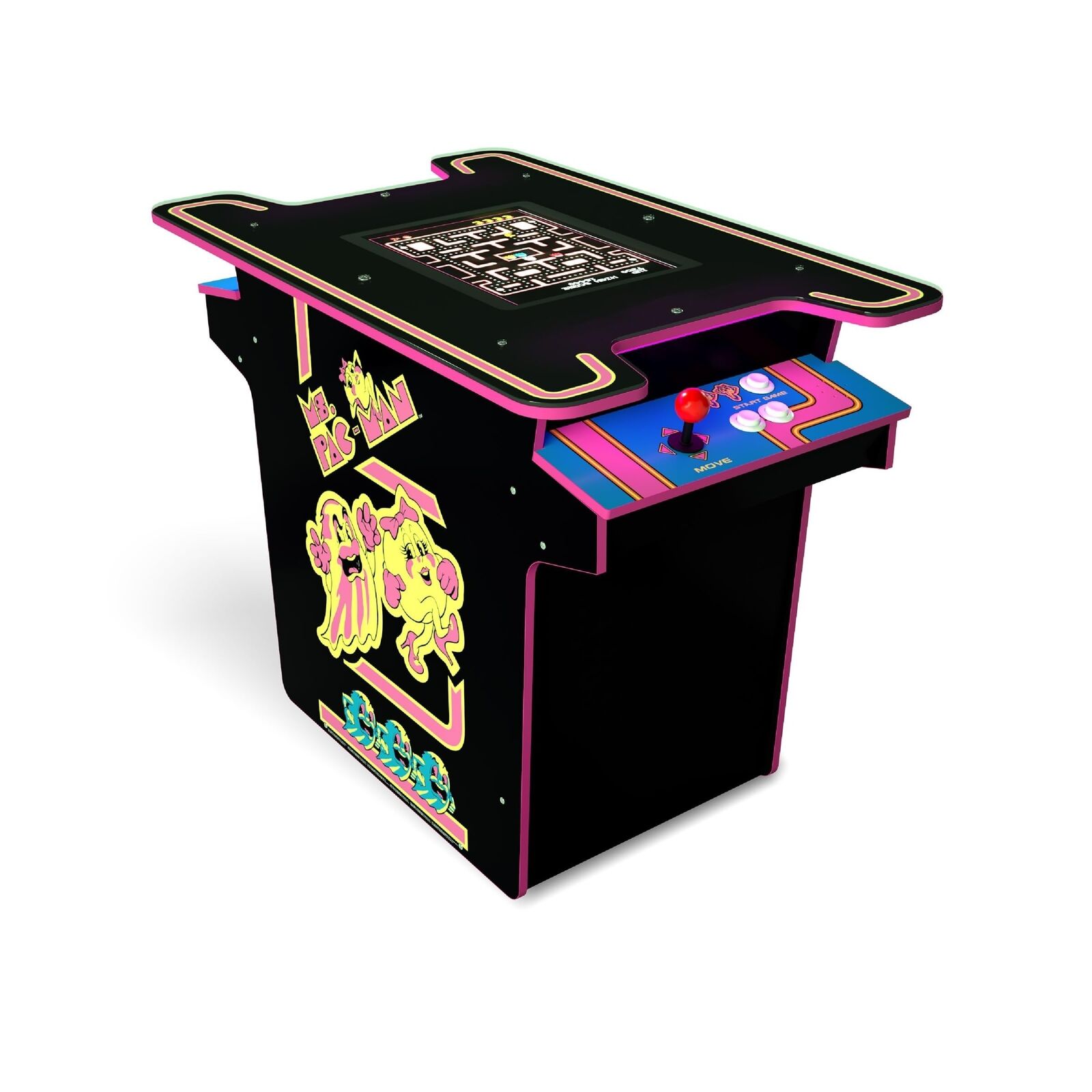Arcade1Up Ms. PAC-MAN Head-to-Head Arcade Table with 12 Games, Multiplayer Co...