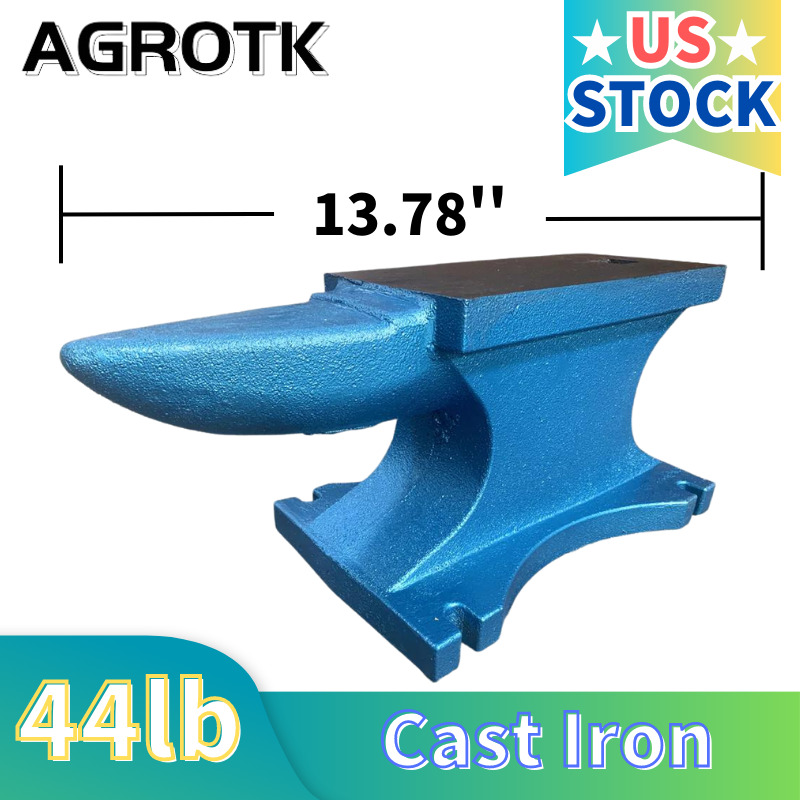 AGT 44LB Iron Anvil Blacksmith Heat Treated Long Round Horn for Metal Work