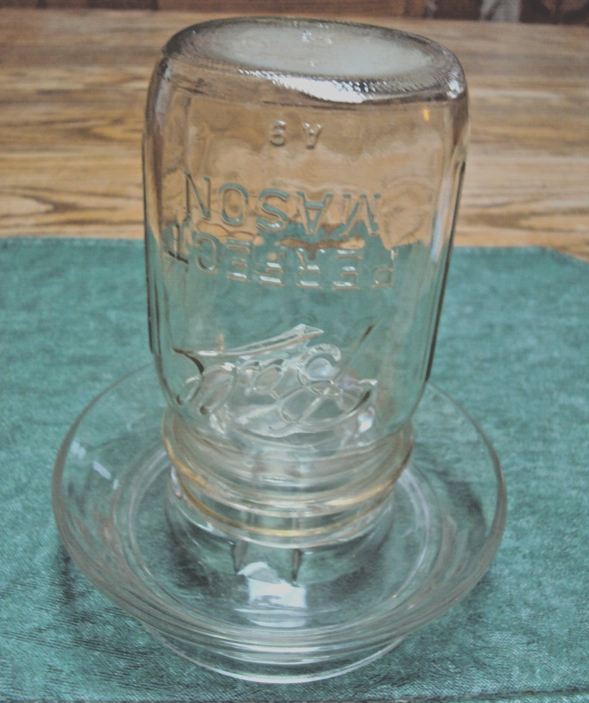 Vintage Clear Glass Chicken Water Feeder Base, Marked Patent No 126997  5.5\