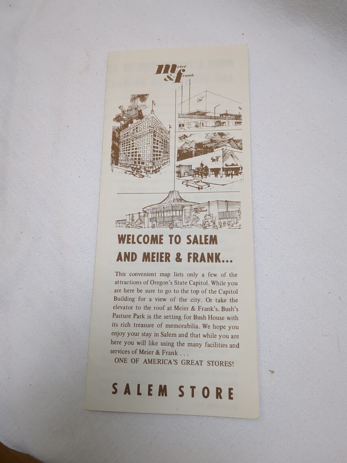 Vintage Salem OR Meier & Frank Map of Attractions & Dept Location  Flyer 60\'s