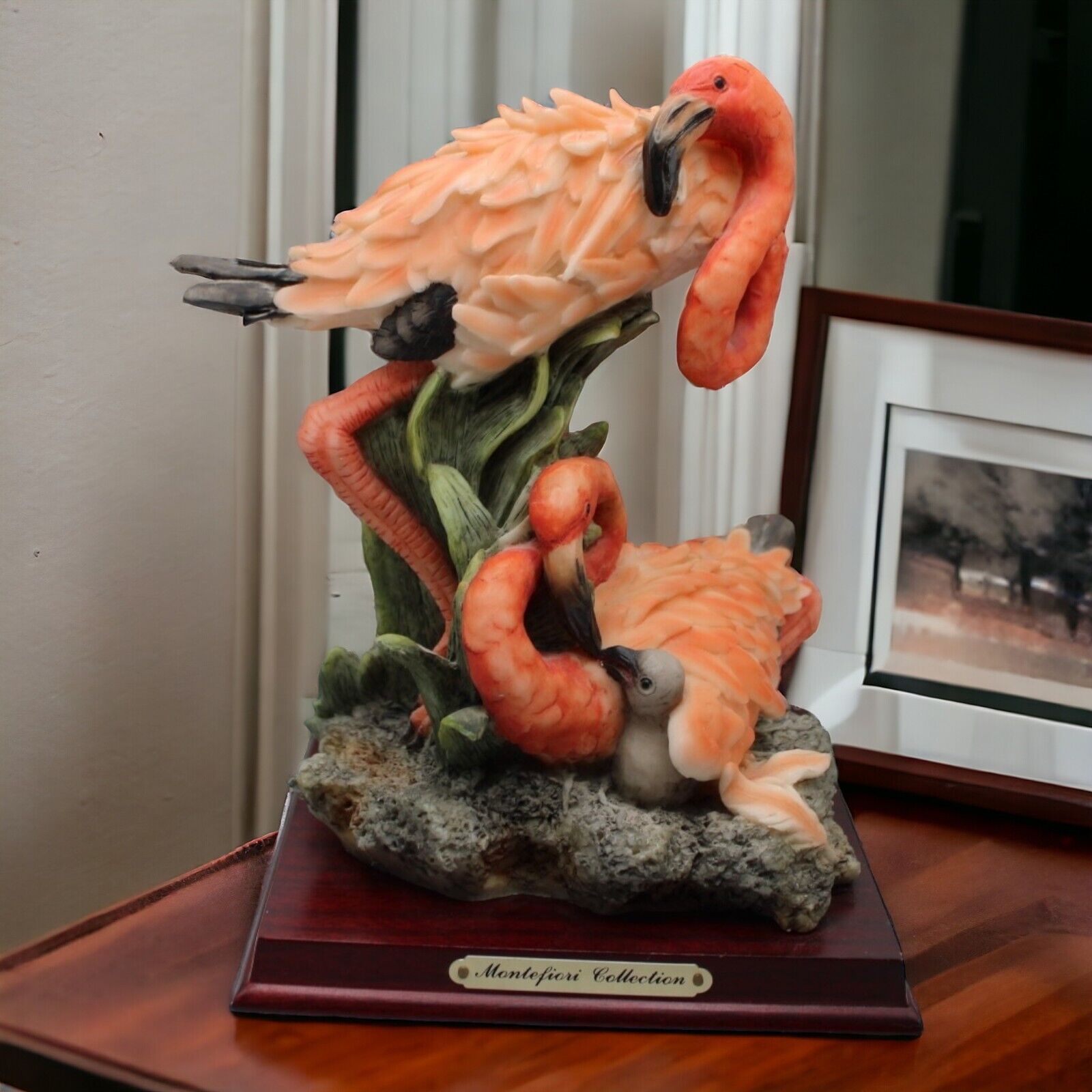 Montefiori Collection Pink Flamingo Family Statue Figurine Sculpture 