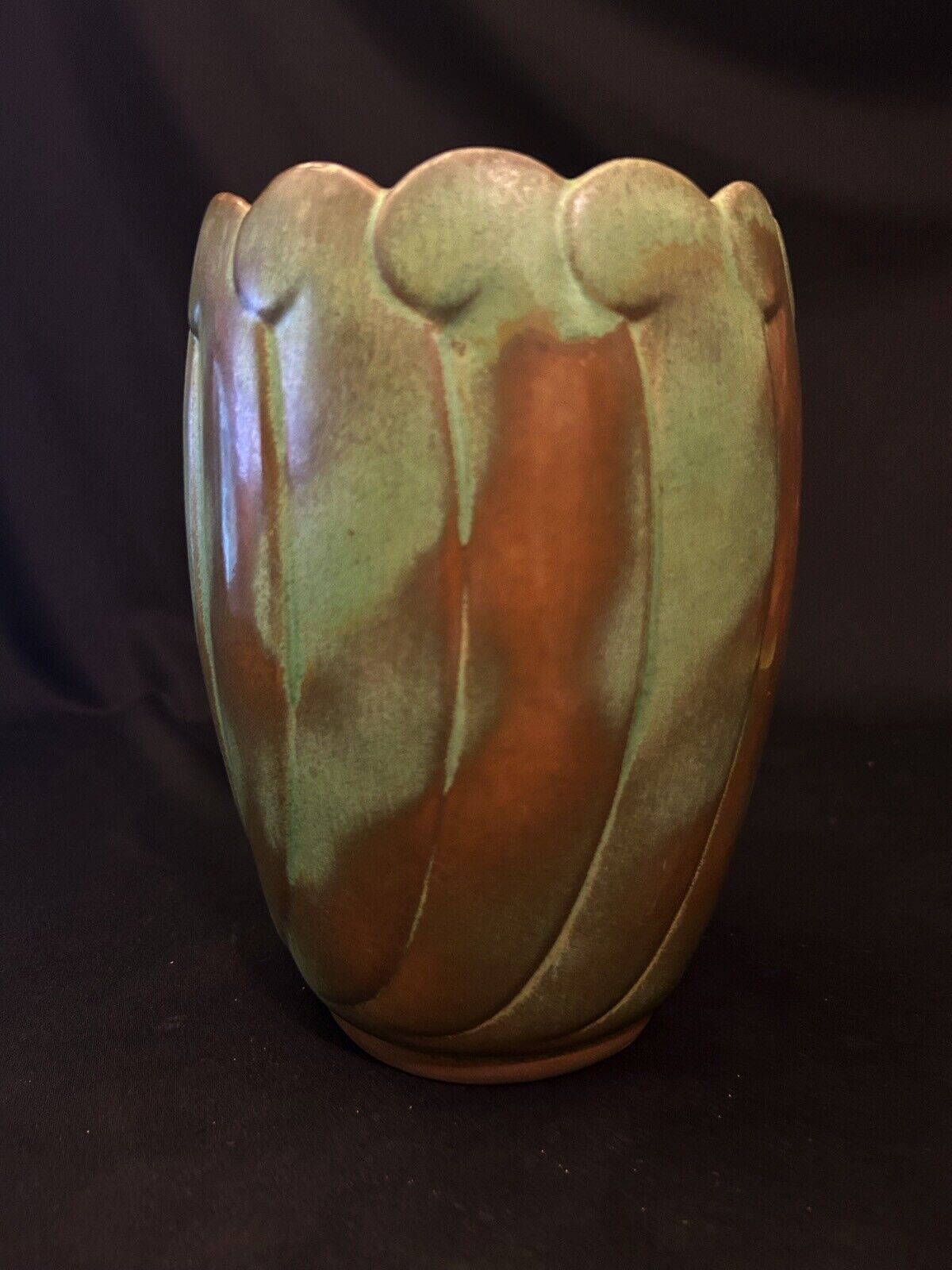 Vintage Frankoma Art Pottery Large Vase Garden Pot Green Brown 