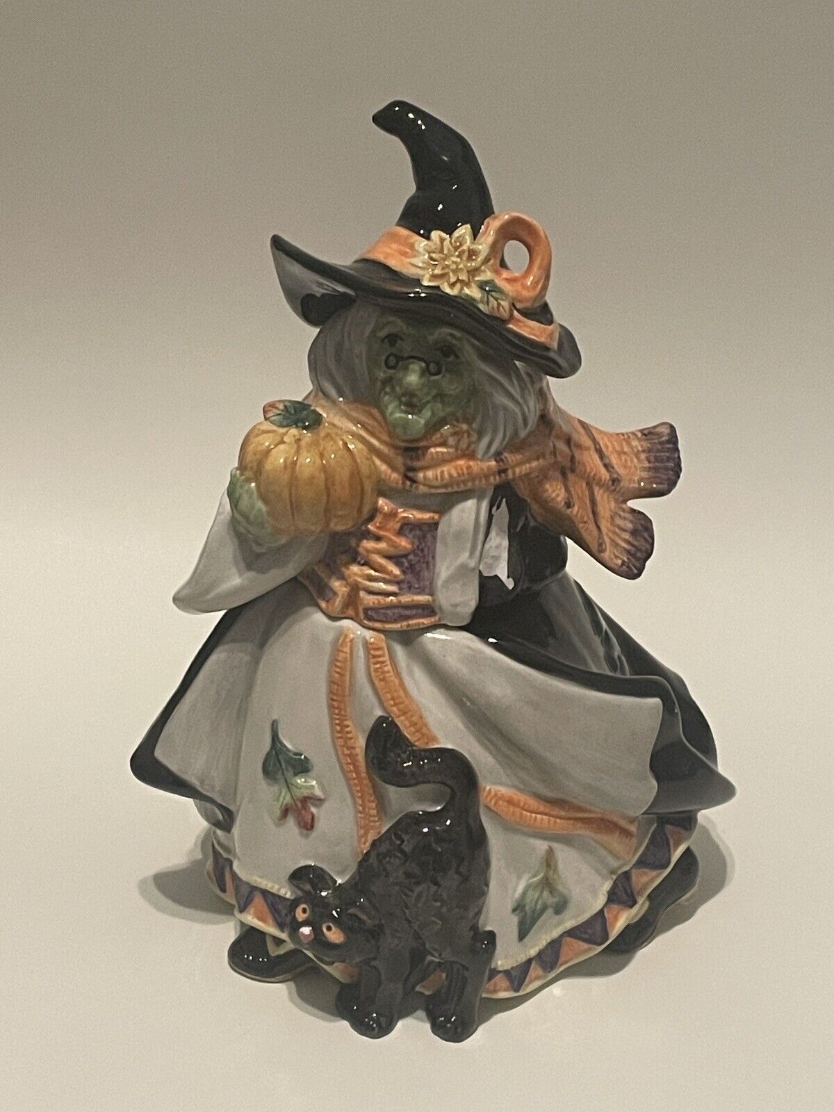FITZ AND FLOYD HALLOWEEN HARVEST WITCH CANISTER CANDY JAR