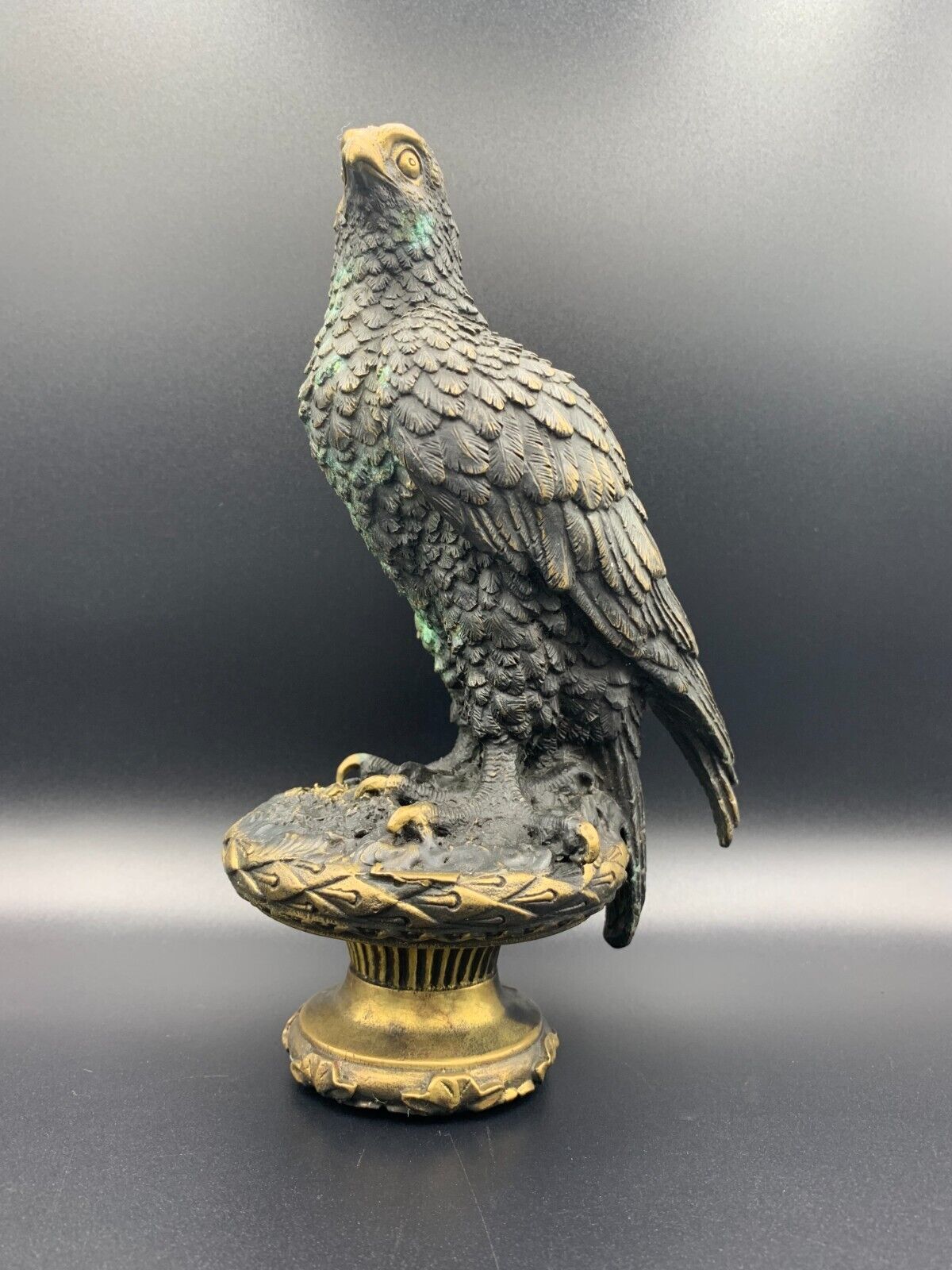 Late 20th C. Gilt Bronze Eagle Sculpture Statue After Archibald Thorburn