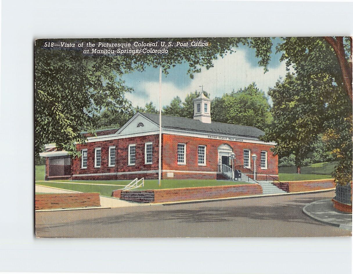 Postcard Vista of the Picturesque Colonial U. S. Post Office, Colorado