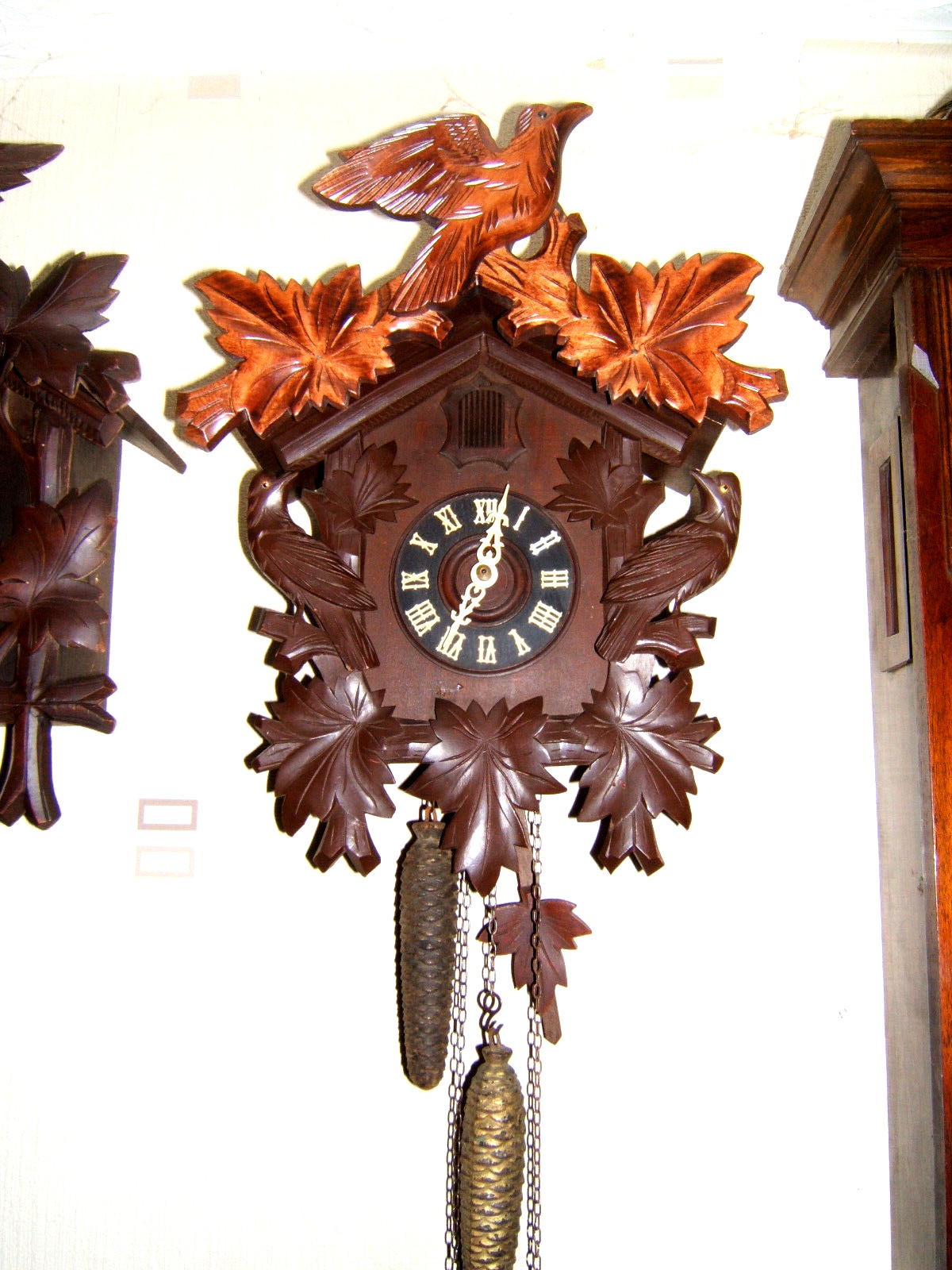 Antique Black Forest Style   cuckoo/ two Weight clock by H.Schuster Switzerland