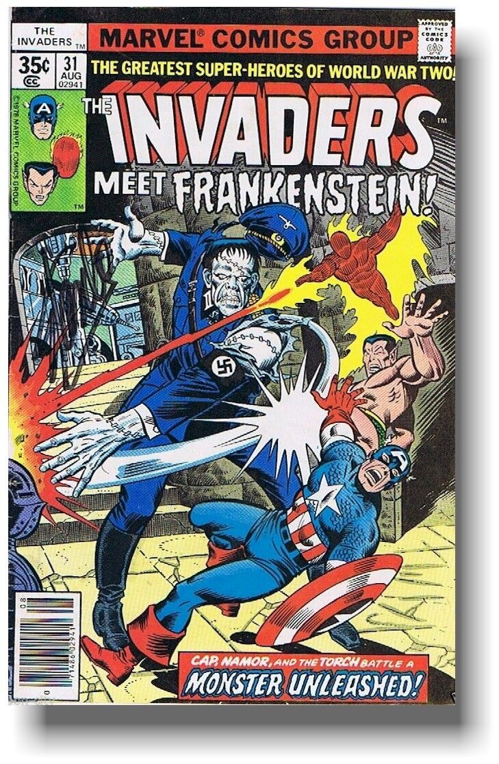 1978 Nazi Frankenstein fights Captain America Comic Book hand signed STAN LEE