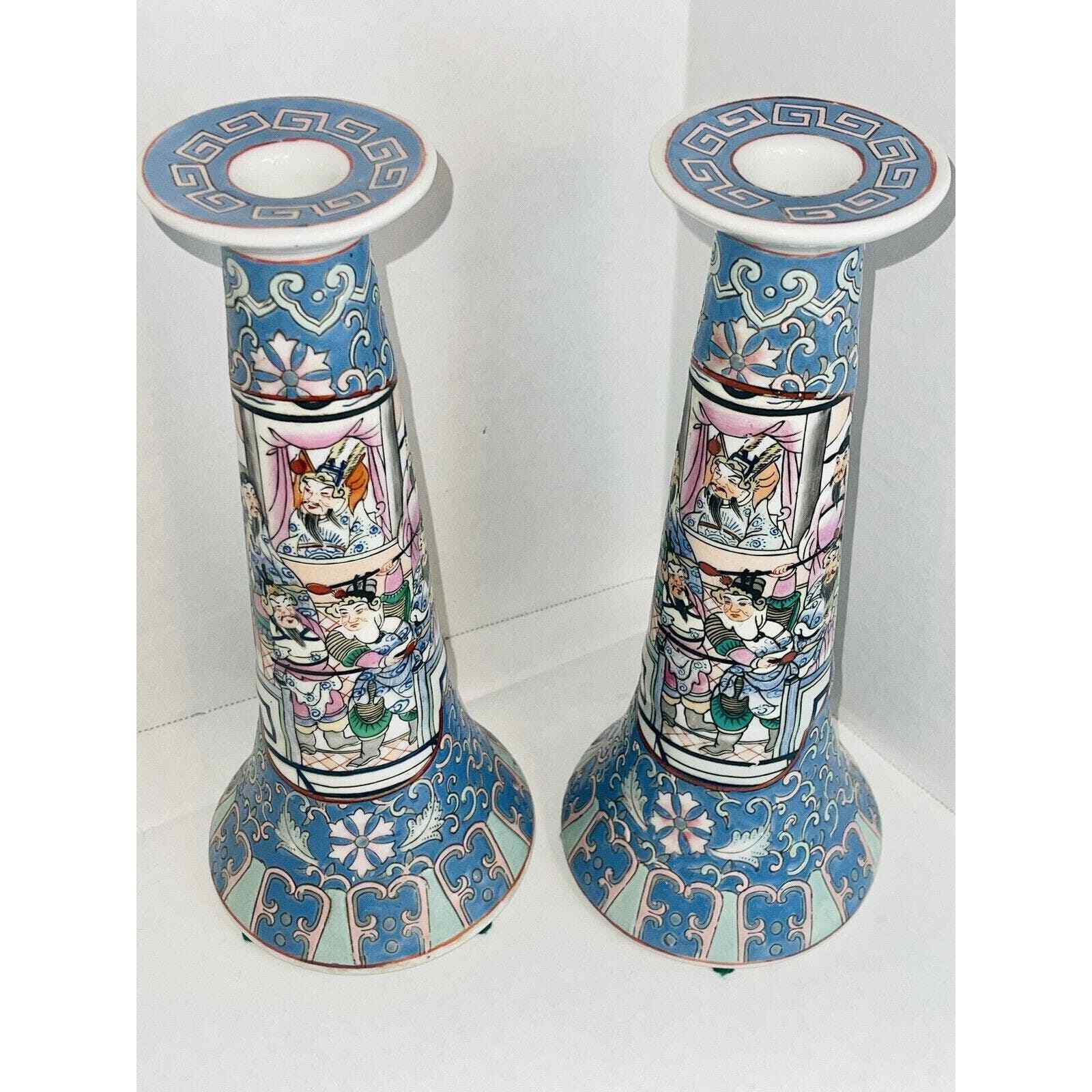 Heygill and H.F.P Oriental 2 Candle Holders Made in Macau One of a Kind RARE ORG