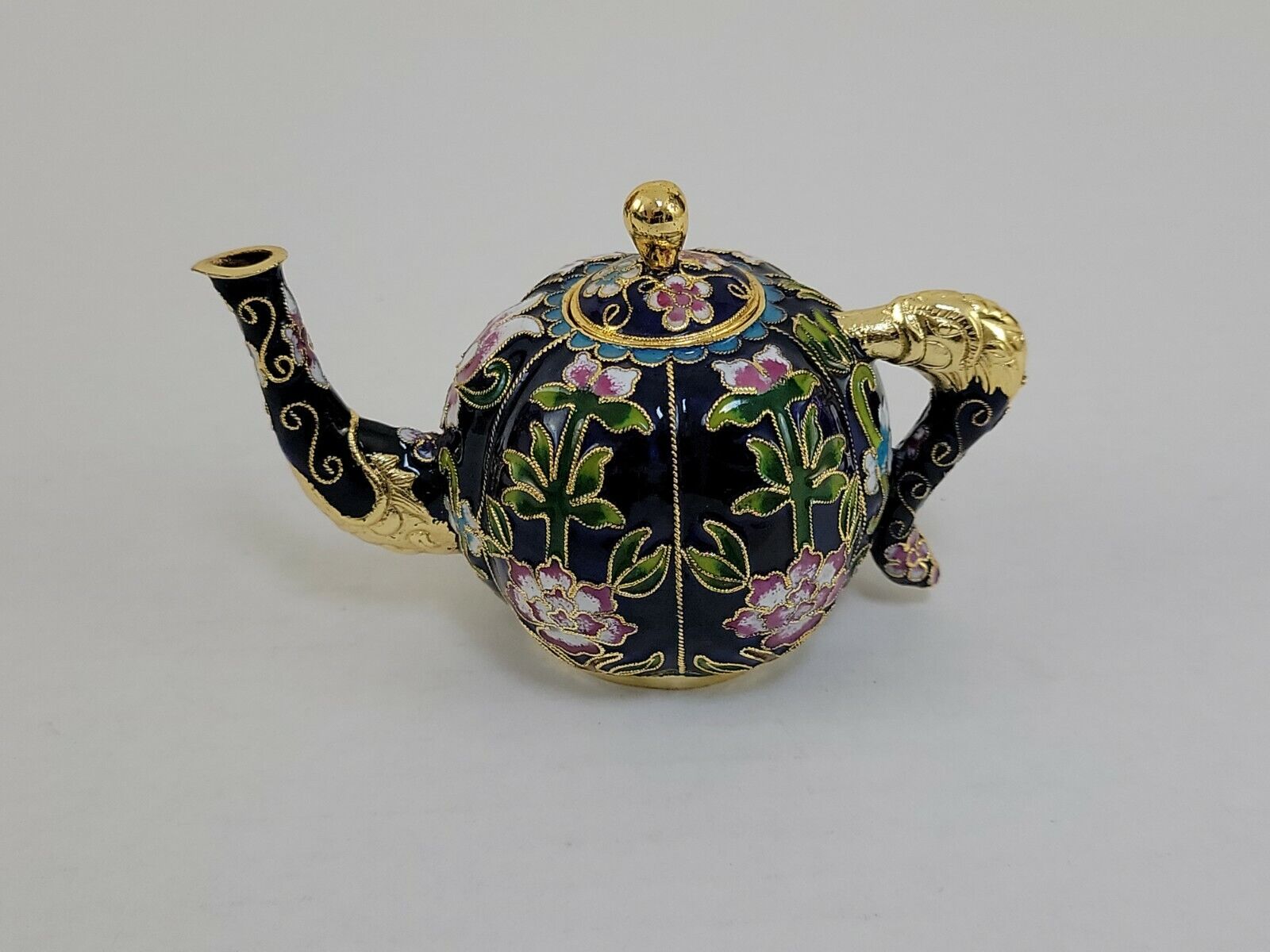 Cloisonne Of Oriental Treasures Ornate Mini Teapot With Original Box and Paper