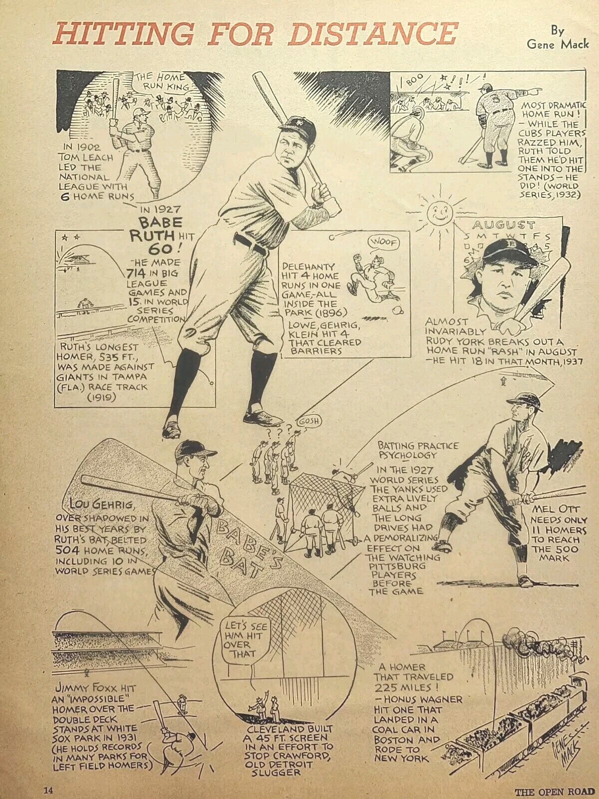 Honus Wagner Babe Ruth Lou Gehrig Baseball Hitters Vintage Print Magazine 1945