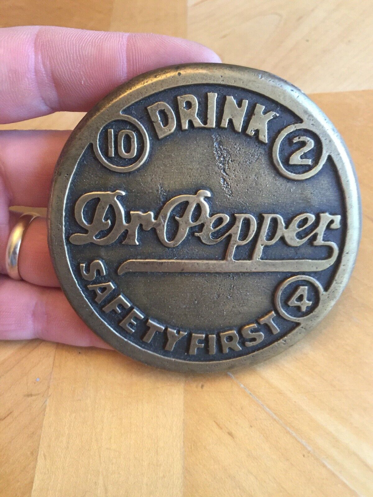Dr Pepper Sidewalk Marker Solid Metal Brass Doctor Cola Soda Pepsi Collector
