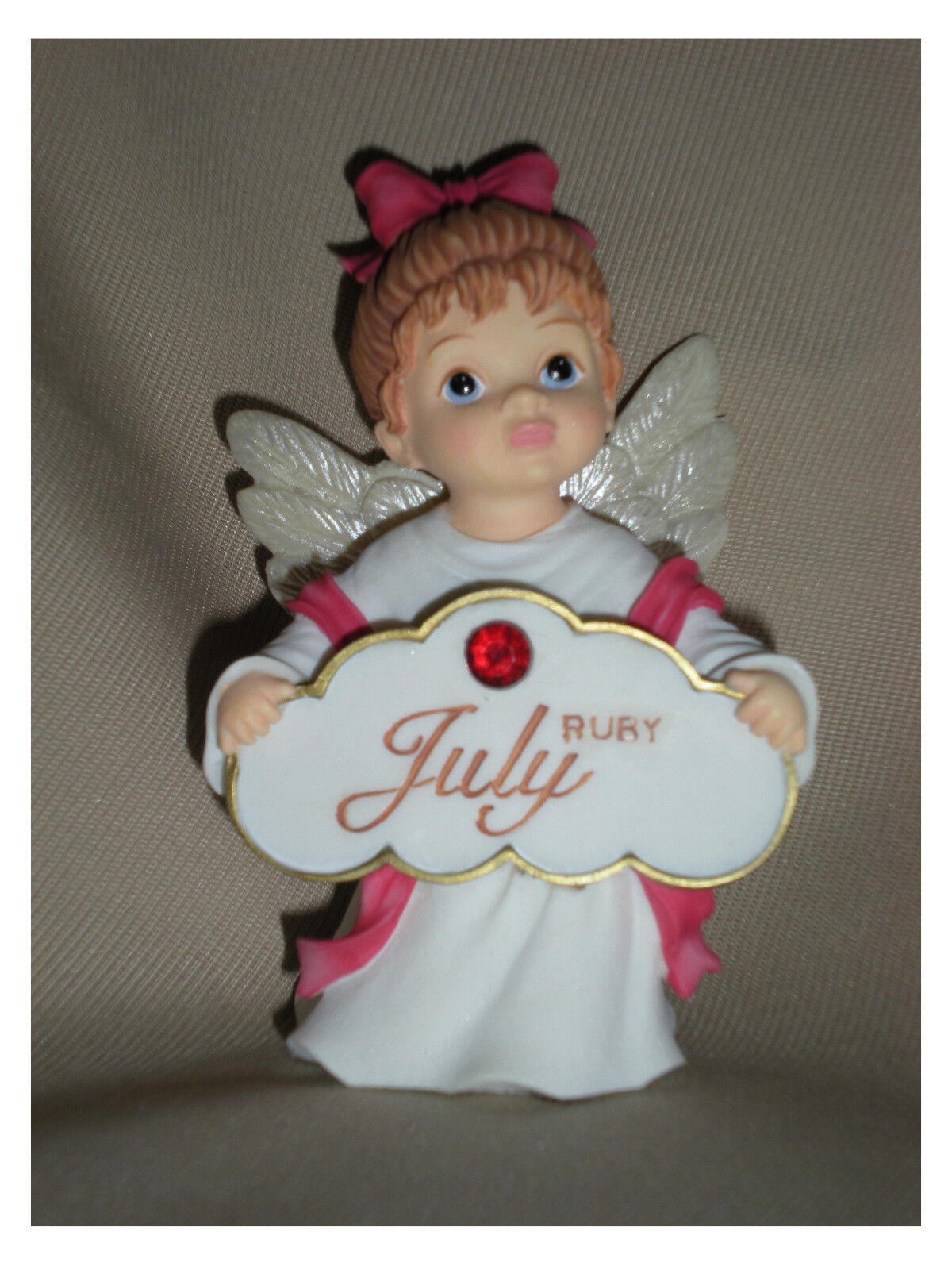 BIRTHSTONE ANGEL FIGURINE - JULY - RUBY  - JEANE\'S THINGS