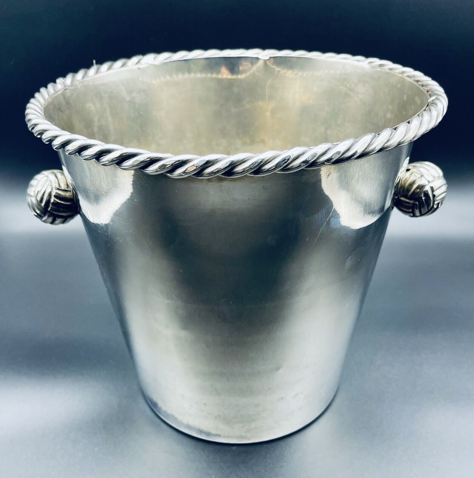Vintage Target: Silver Finish Ice Bucket, Braided Detail, For Wine, Water, Ice