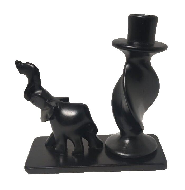 African Elephant Candle Holder 7\'\' x 6.5\'\' x 3\'\' (Repaired)