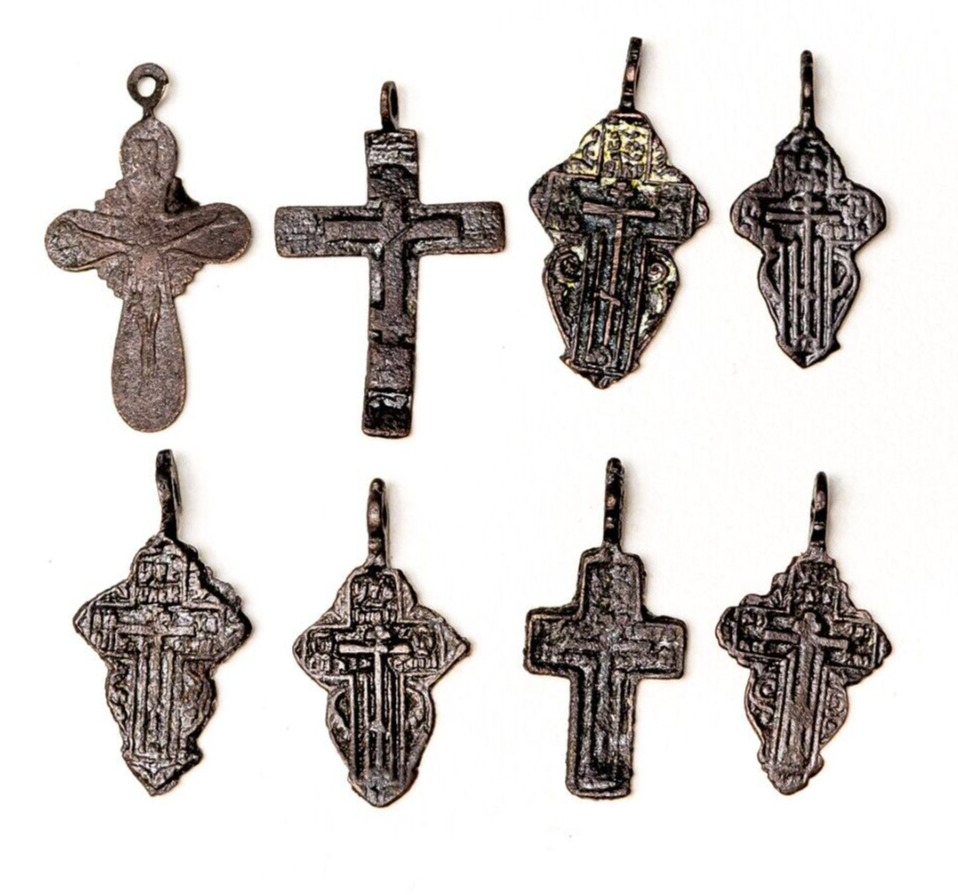 8 pcs CROSSES Cross RUSSIAN orthodox icon antique 19th century 2 976