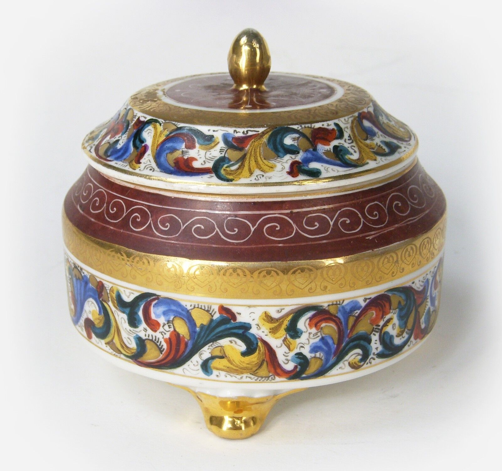 Antique Bavaria Handpainted Signed Comper Gilt Porcelain Sugarbowl