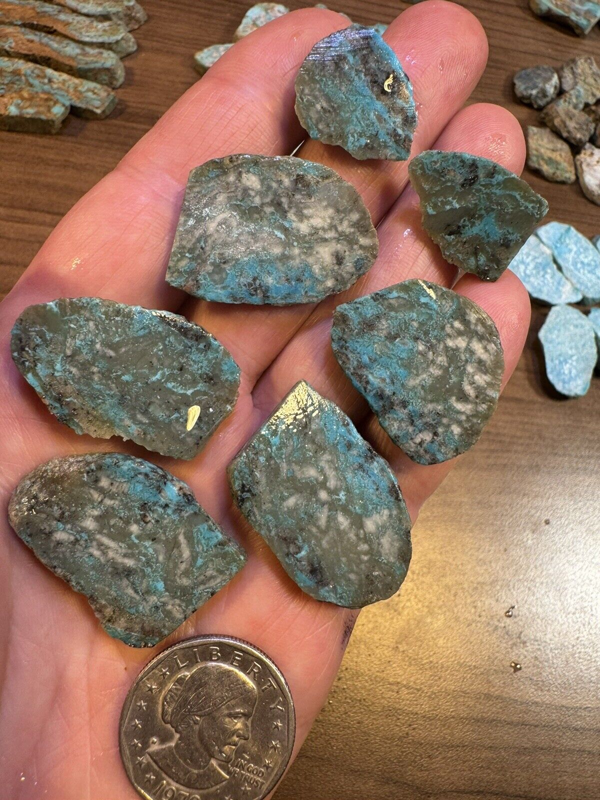 Turquoise Mt Kaolin Turquoise.  39 g Of slabs Get What You See Get The Blues