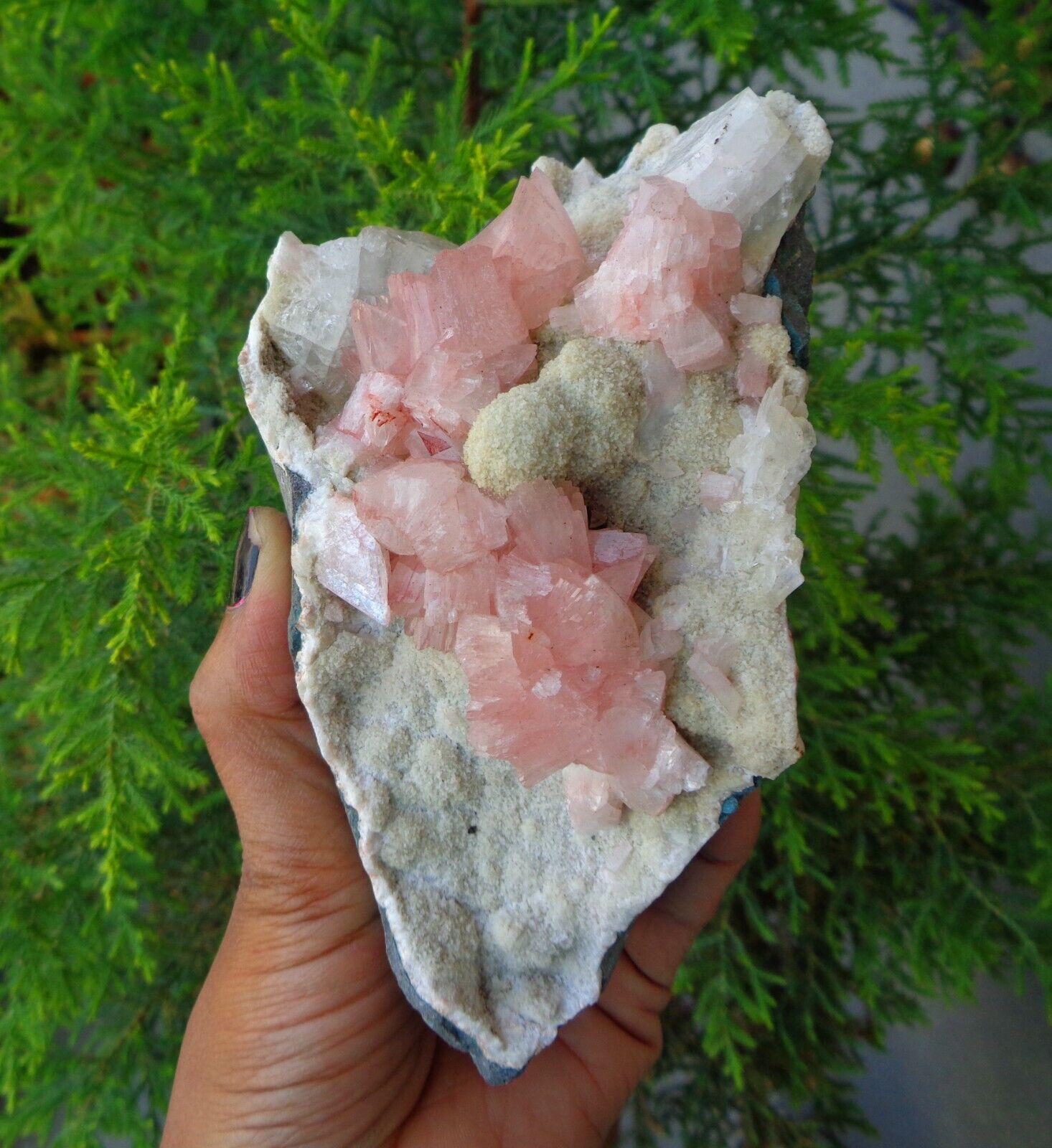 Light Pink Heulandite w/ Apophyllite Crystals On Matrix Minerals Specimen #F53