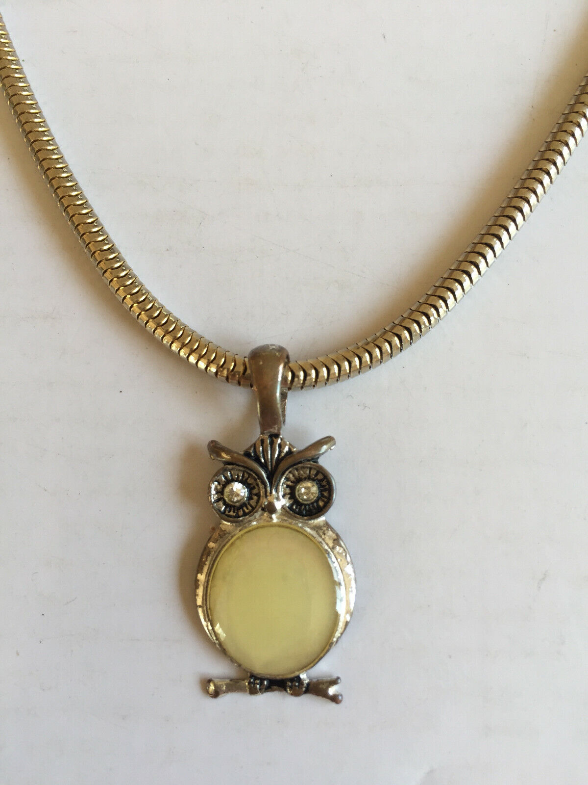VTG Silver owl pendant thick necklace 18\