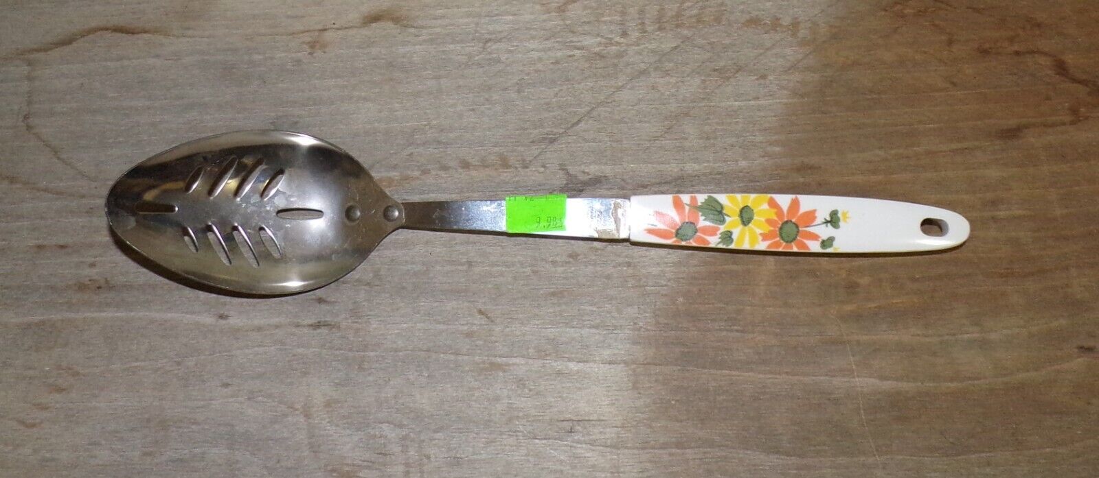 Vtg New NOS EKCO Stainless Daisy Flower Handle Slotted Serving Spoon Utensil
