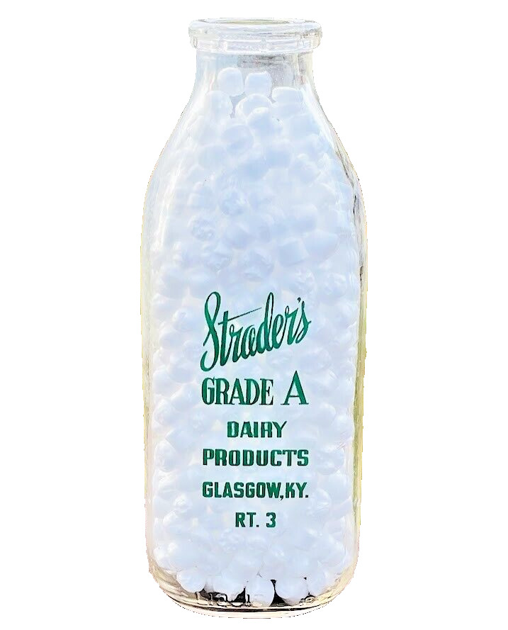 STRADER\'S DAIRY Milk Duraglass Bottle 1951 Glasgow KY Hiseville Kentucky Barren